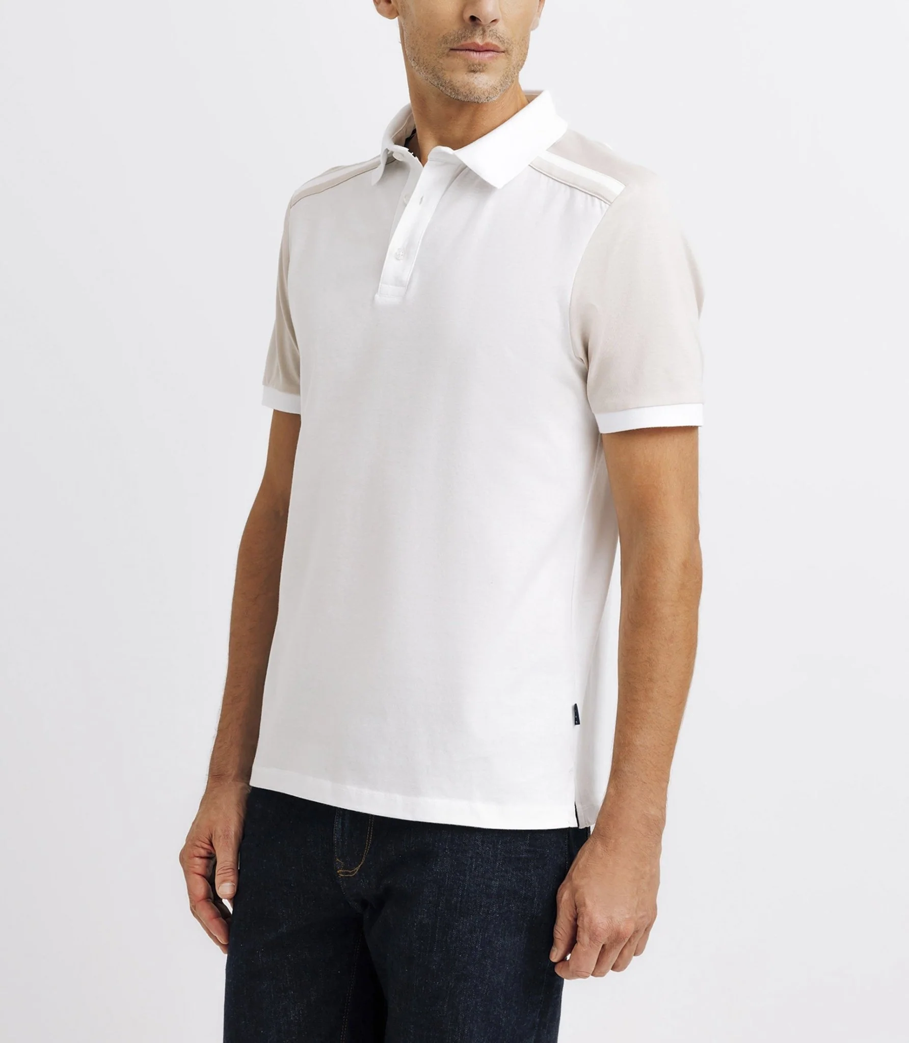 Polo en coton avec patch beige - Image 3