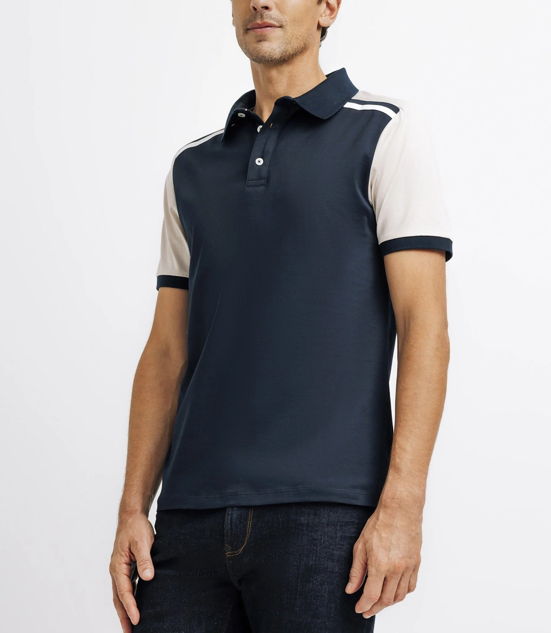 Polo en coton avec patch marine - Image 3