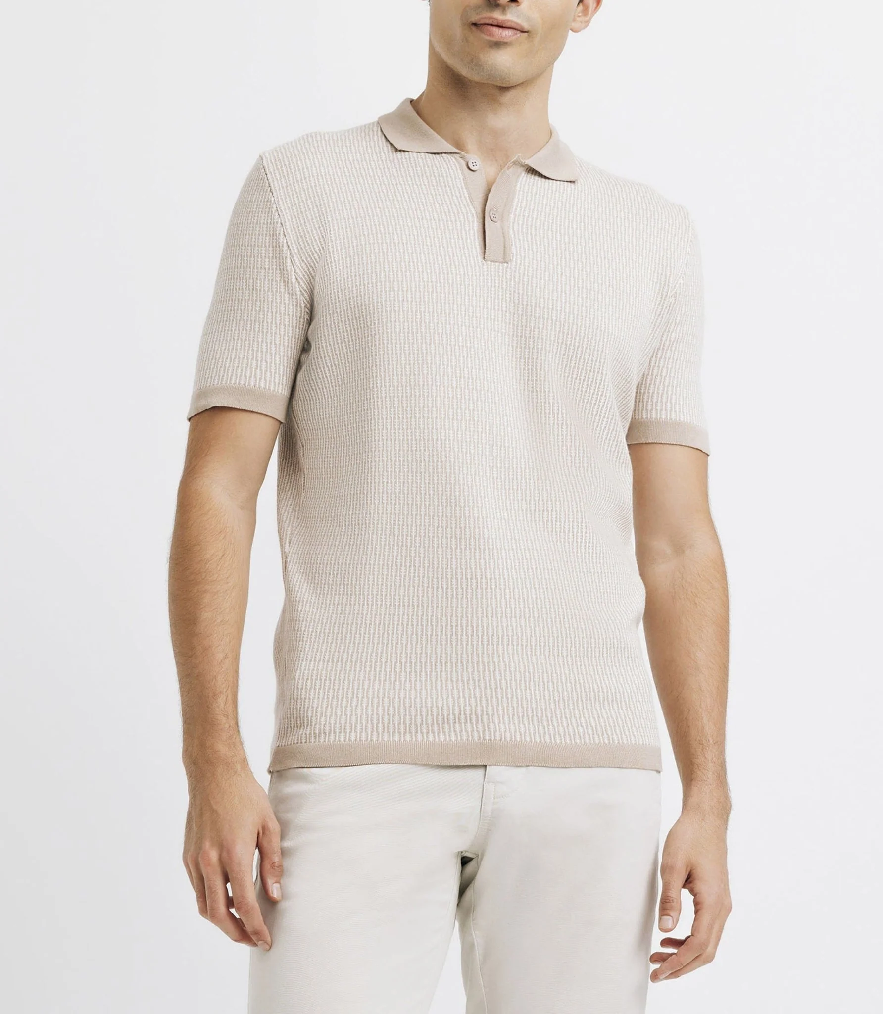 Polo en jacquard camel - Image 2