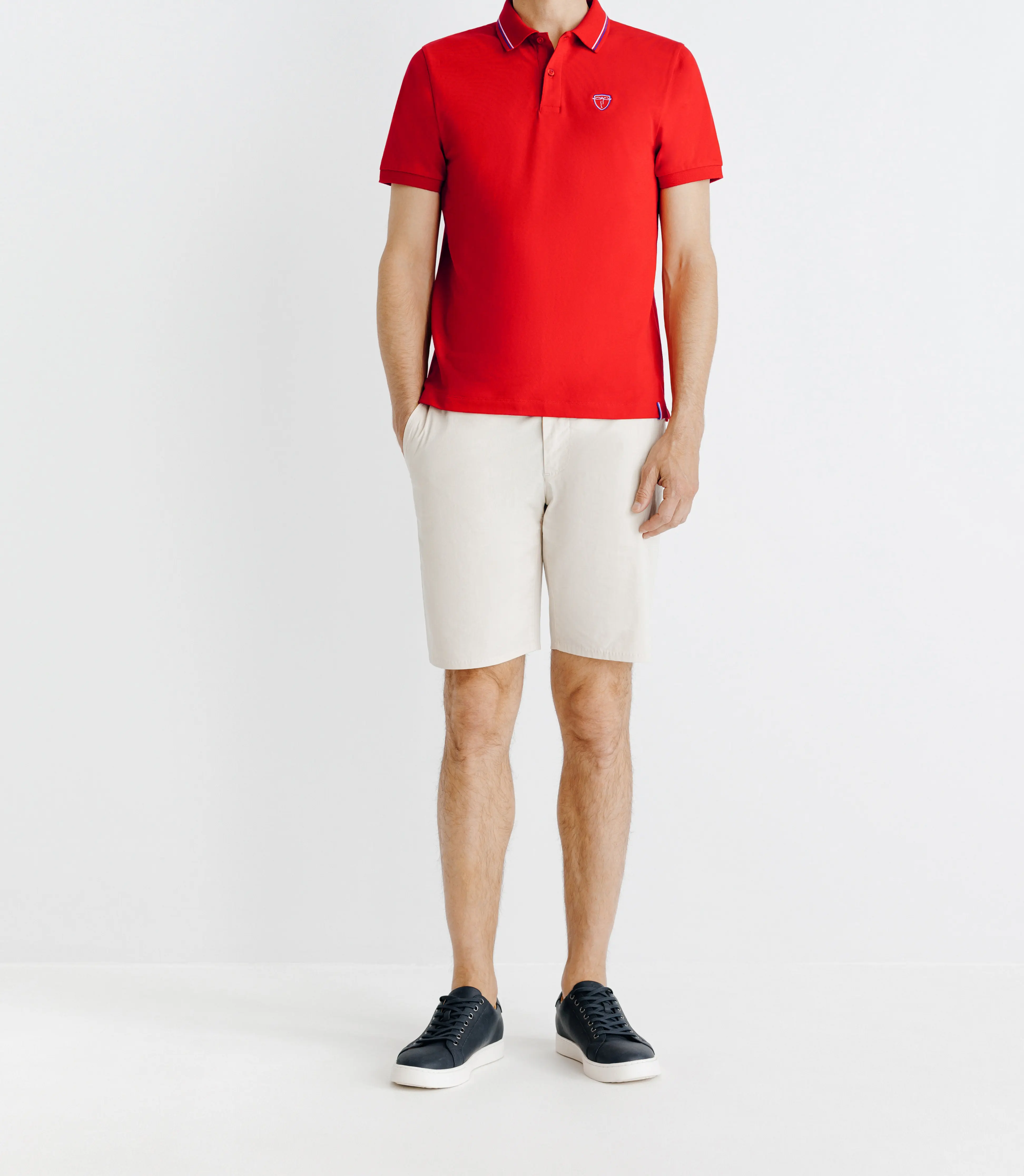 Polo piqué boutonné rouge