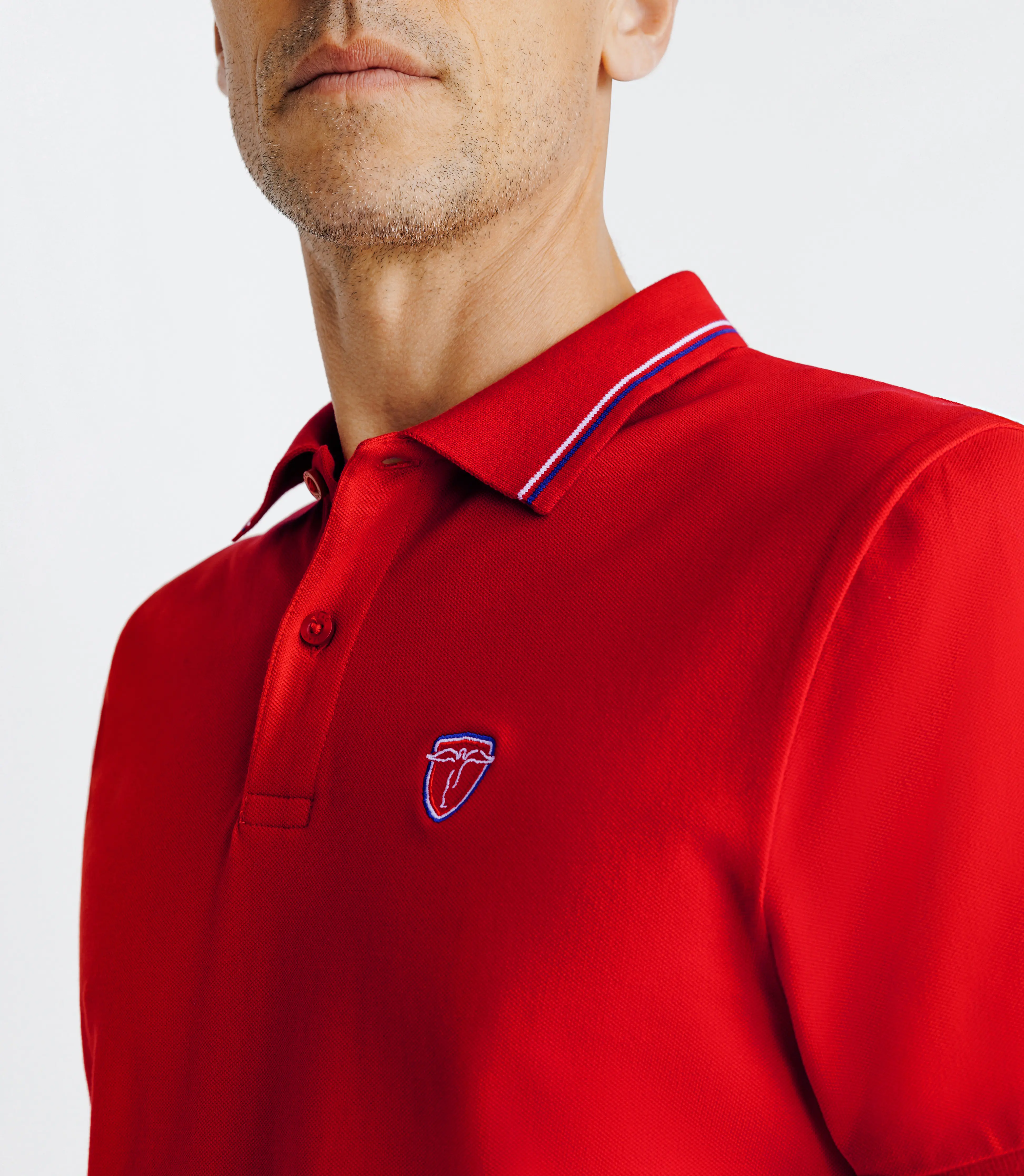 Polo piqué boutonné rouge - Image 3