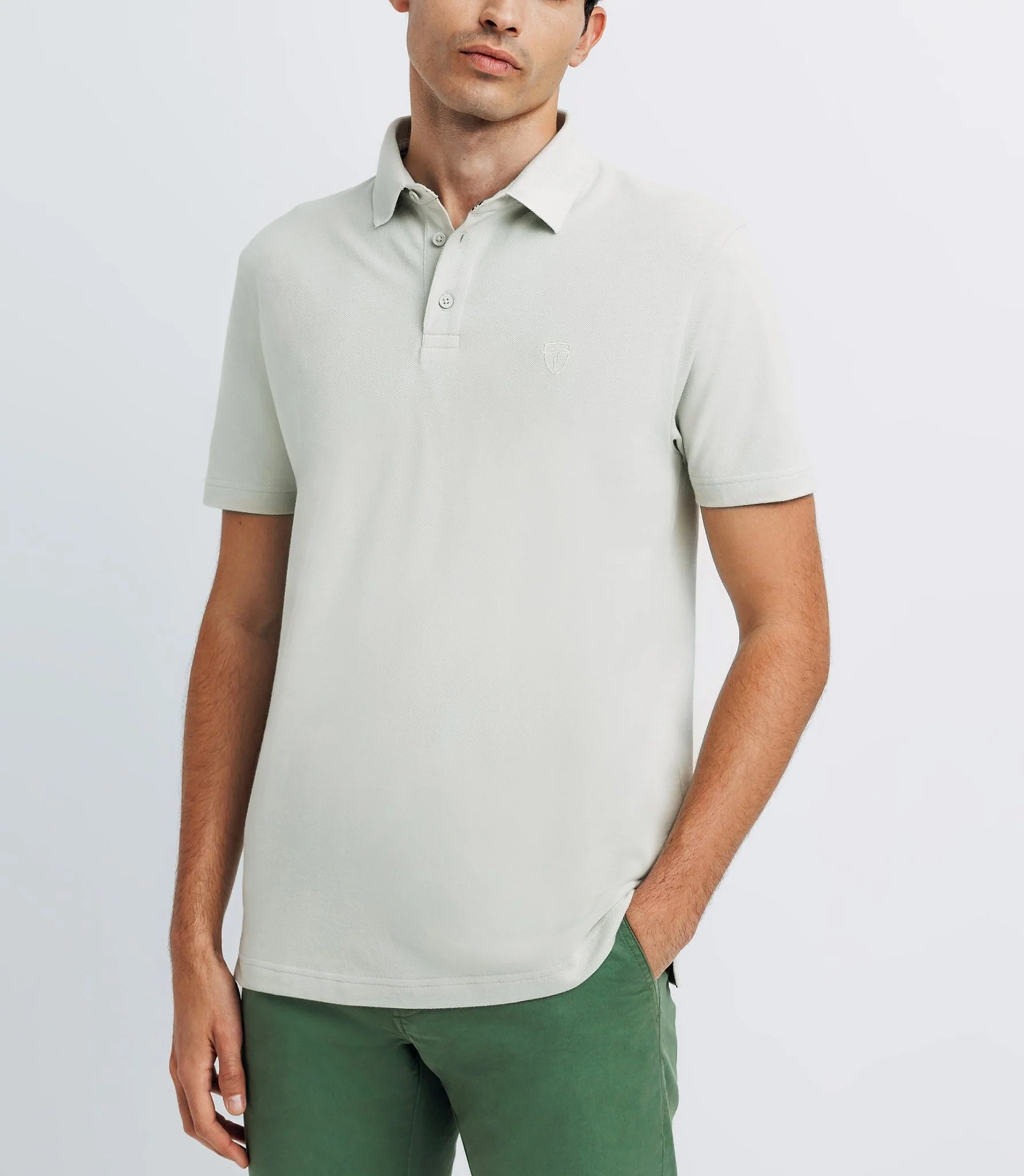 Polo avec broderie vert clair - Image 2