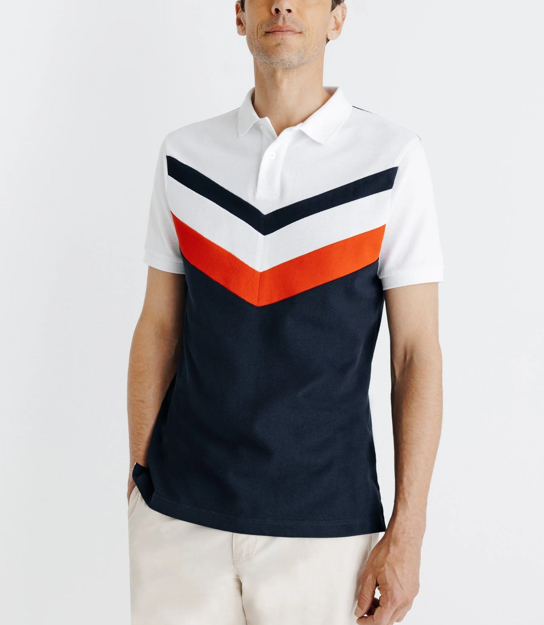 Polo avec rayures marine - Image 3