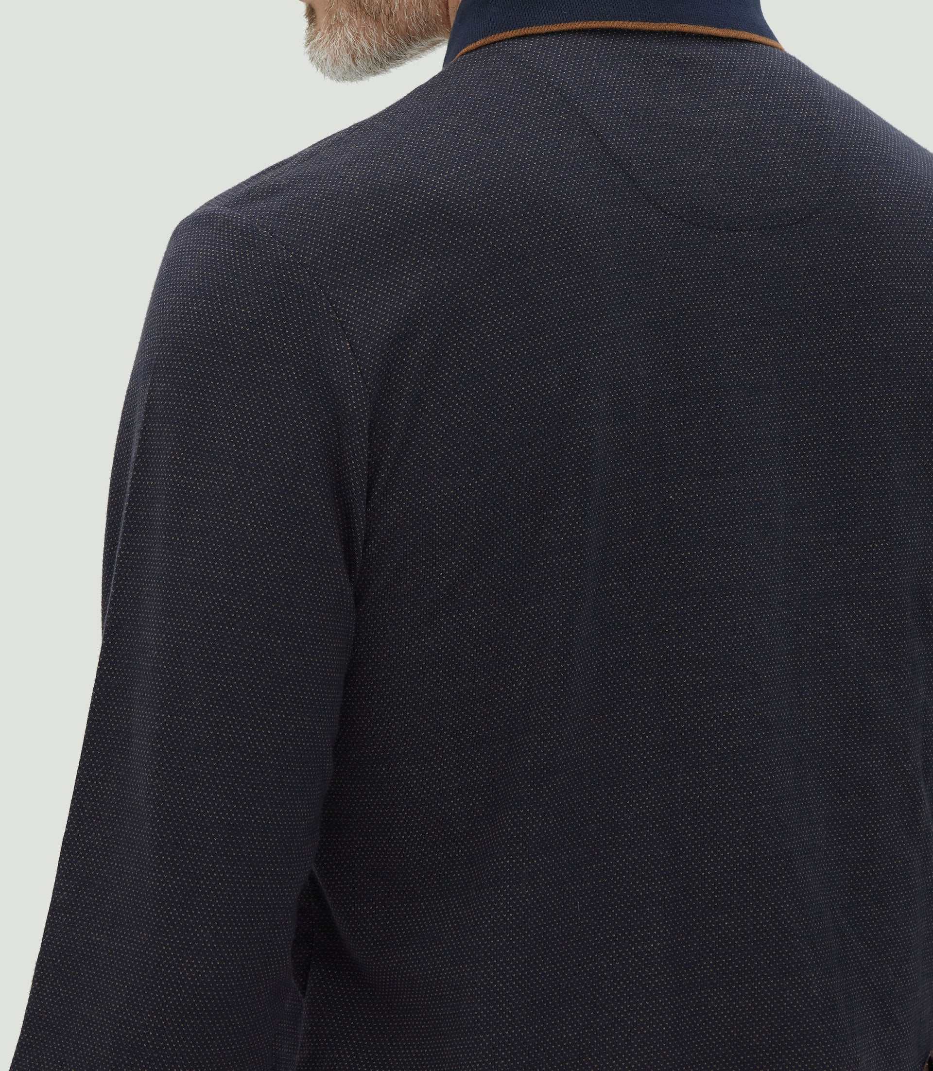 Polo jacquard manches longues marine "Cris" - Image 3