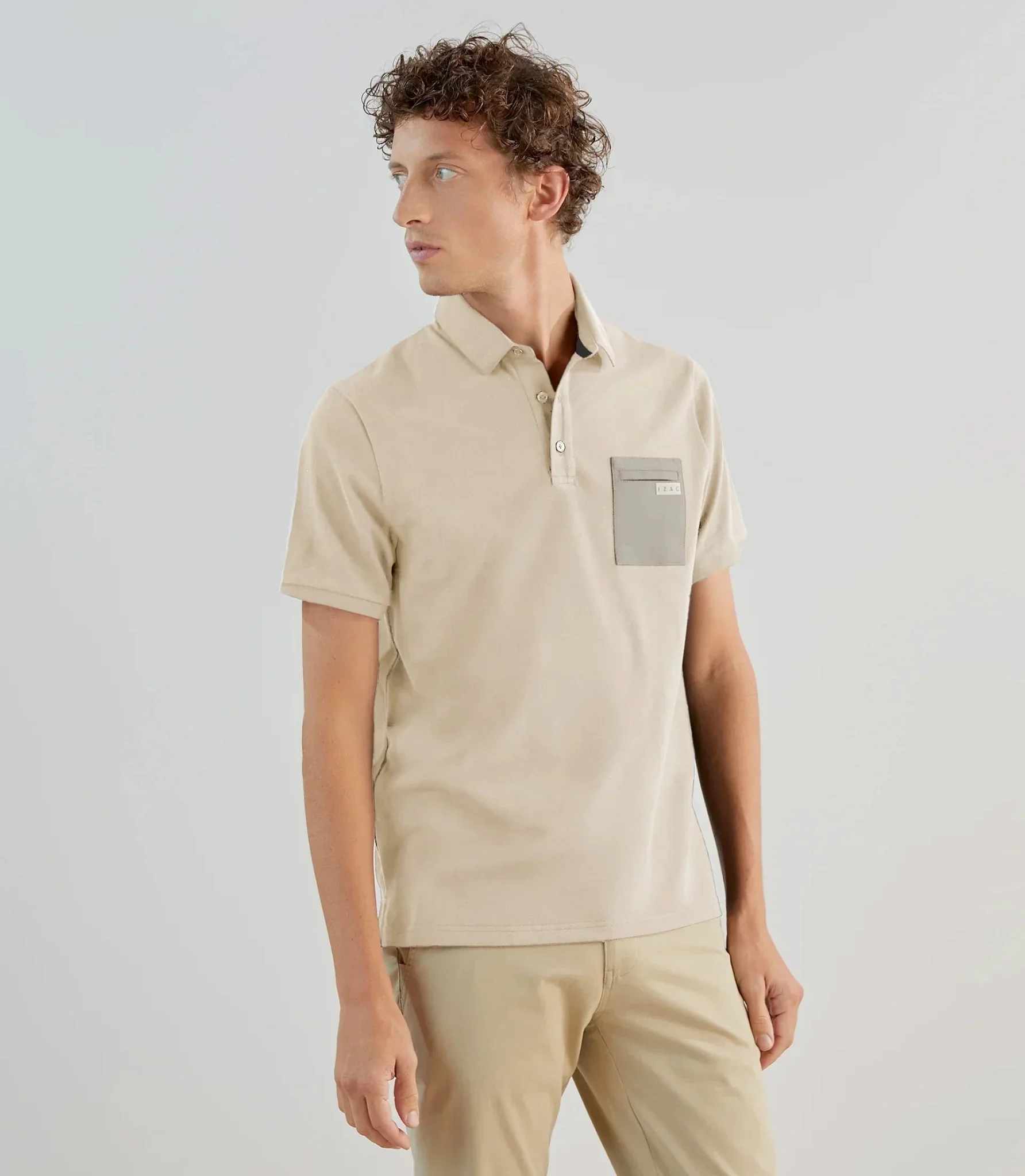 Polo piqué à manches courtes beige