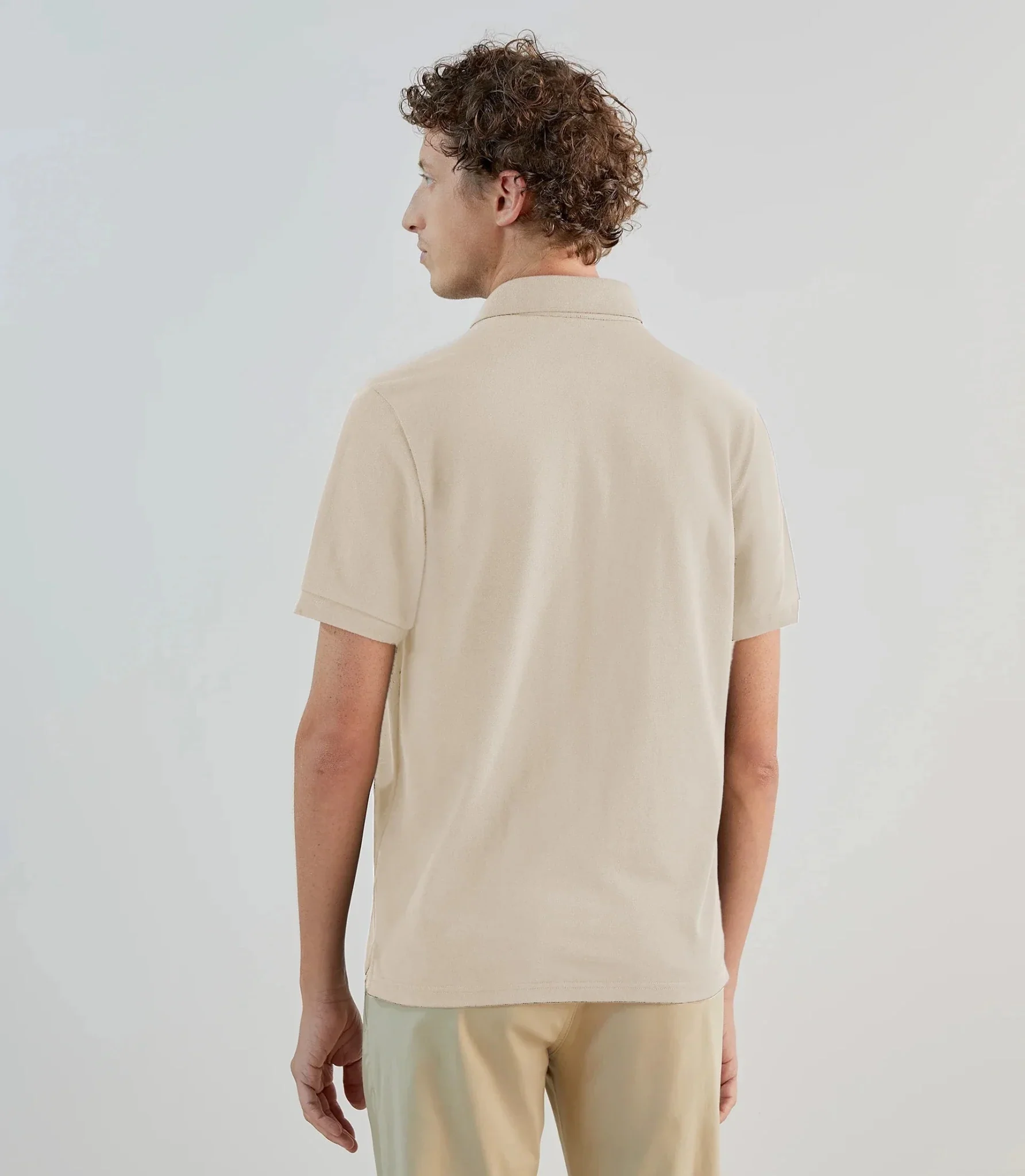 Polo piqué à manches courtes beige - Image 4