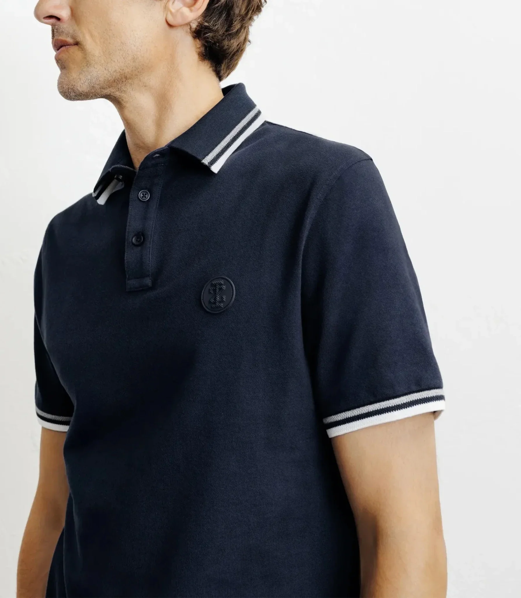 Polo piqué boutonné marine - Image 2