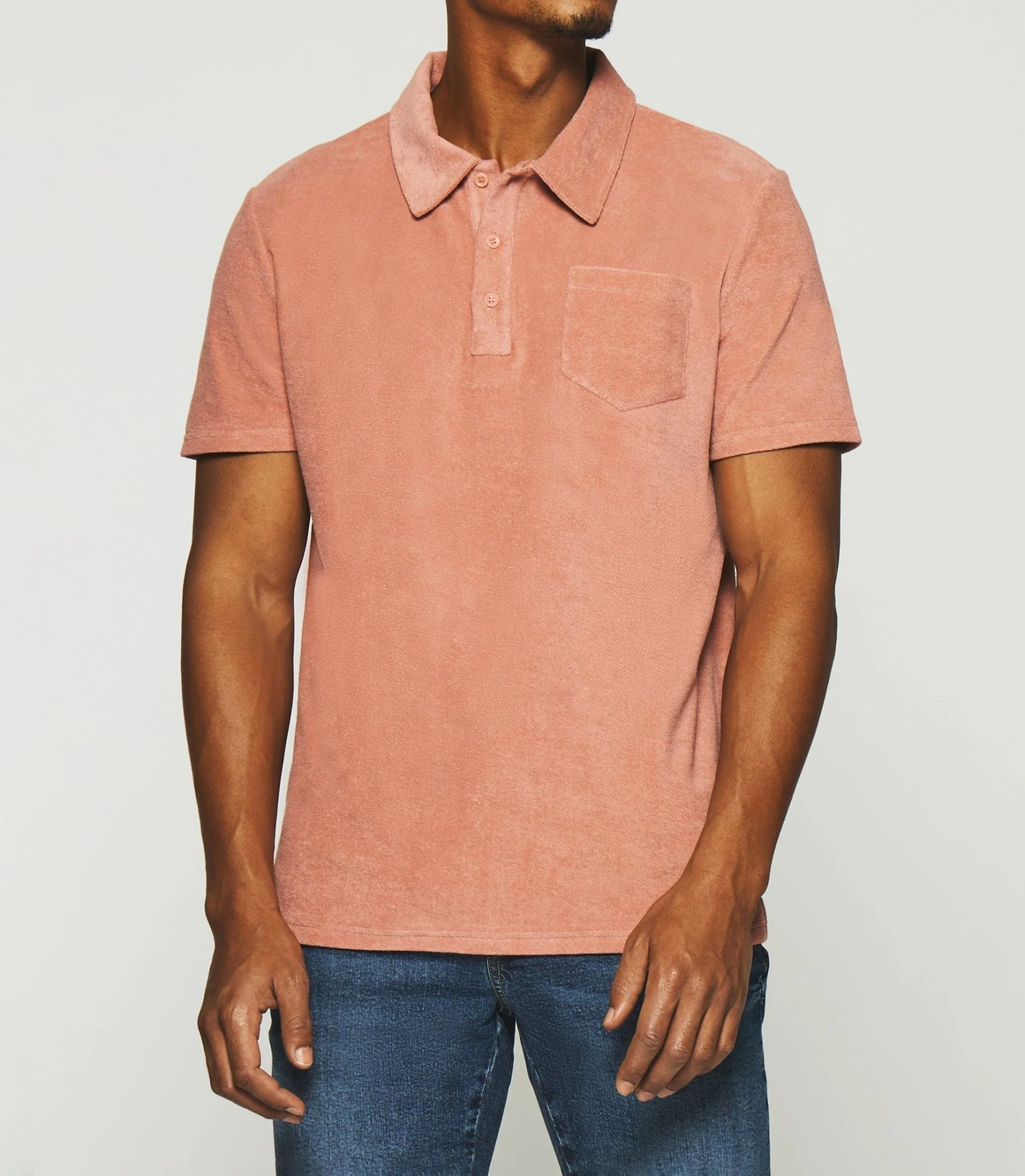 Polo uni en maille éponge avec poche rose GAI - Image 2