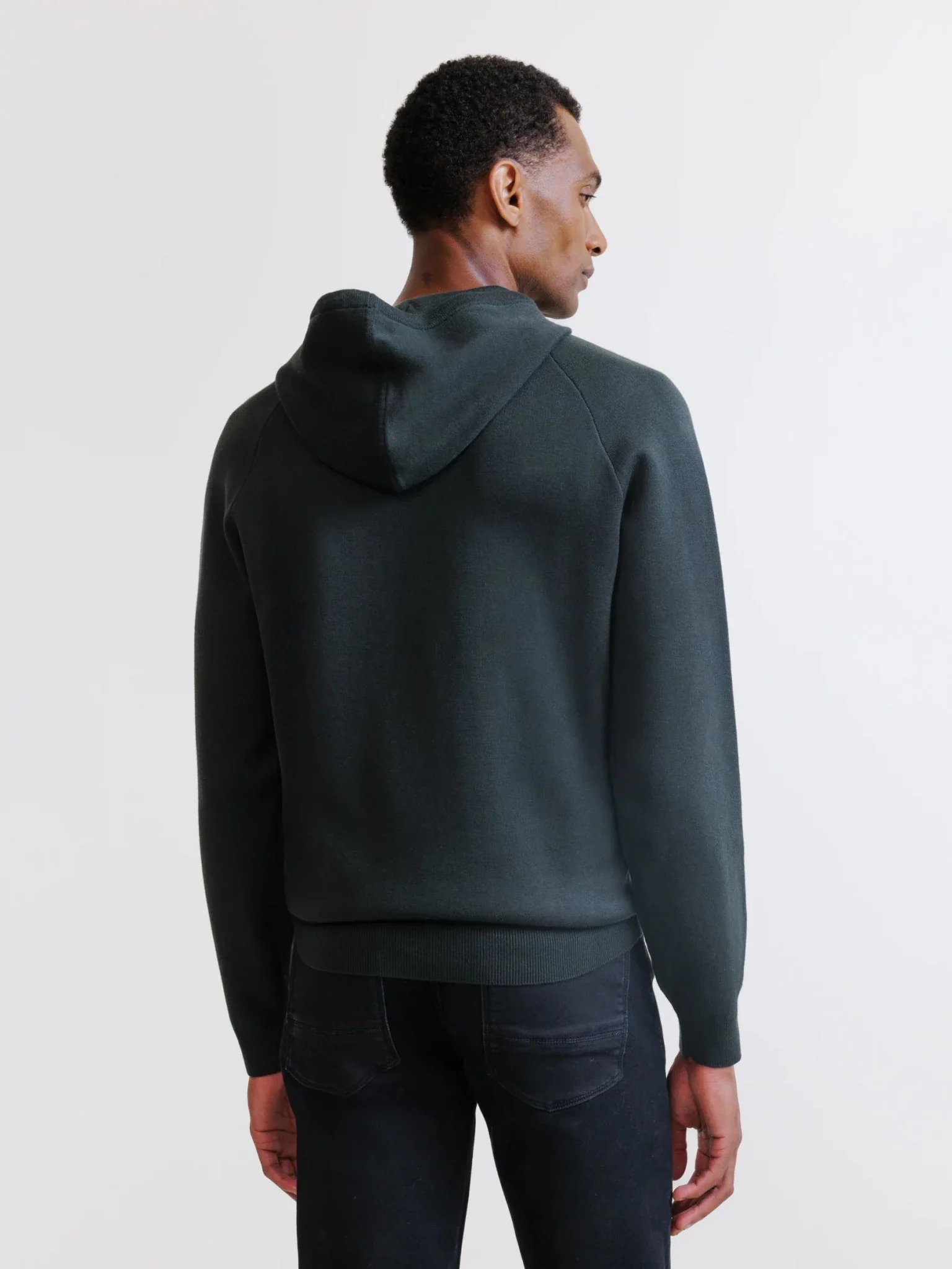Pull à capuche en maille kaki foncé - Image 4
