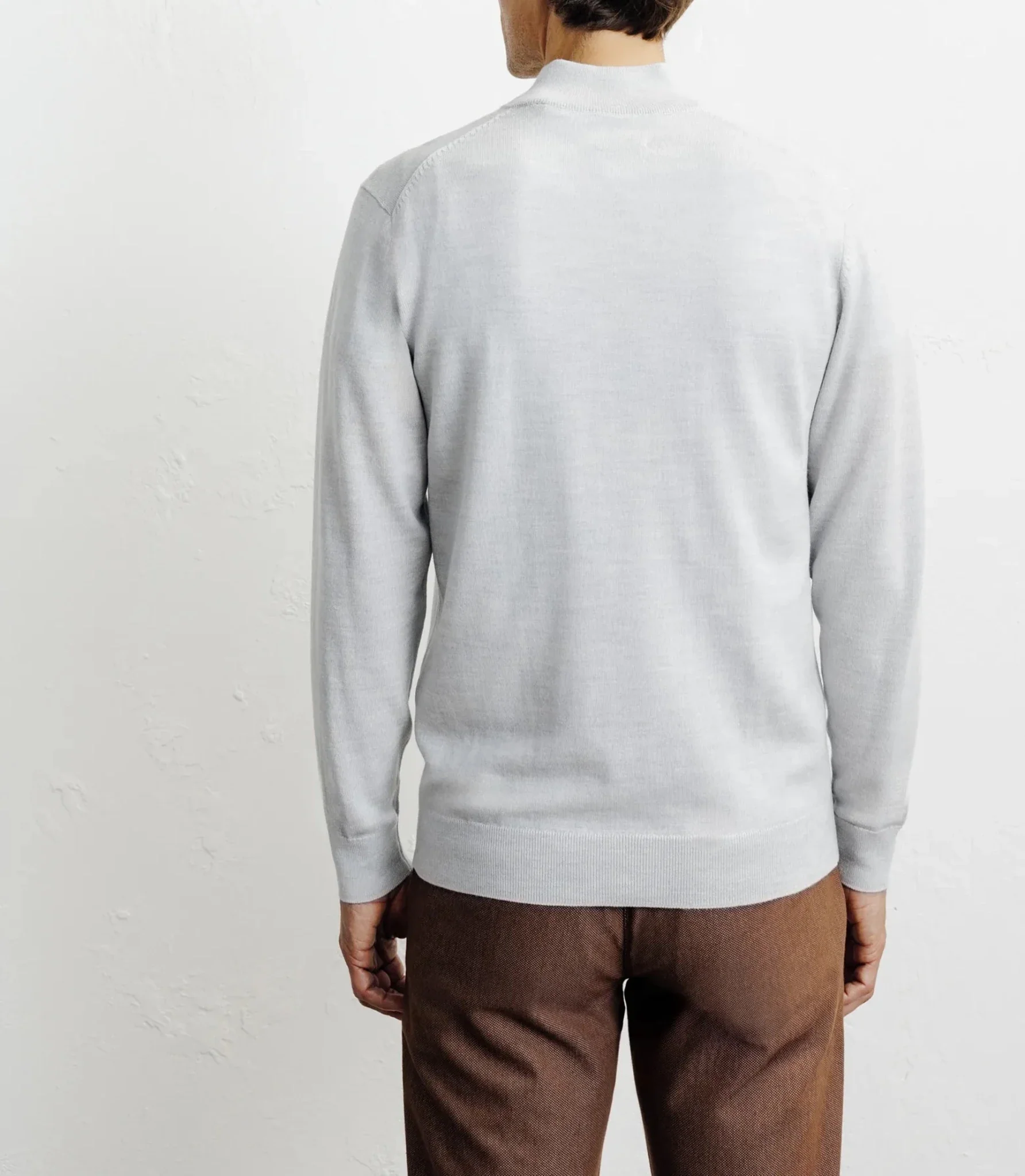 Pull à col demi zippé mérinos gris chiné - Image 4