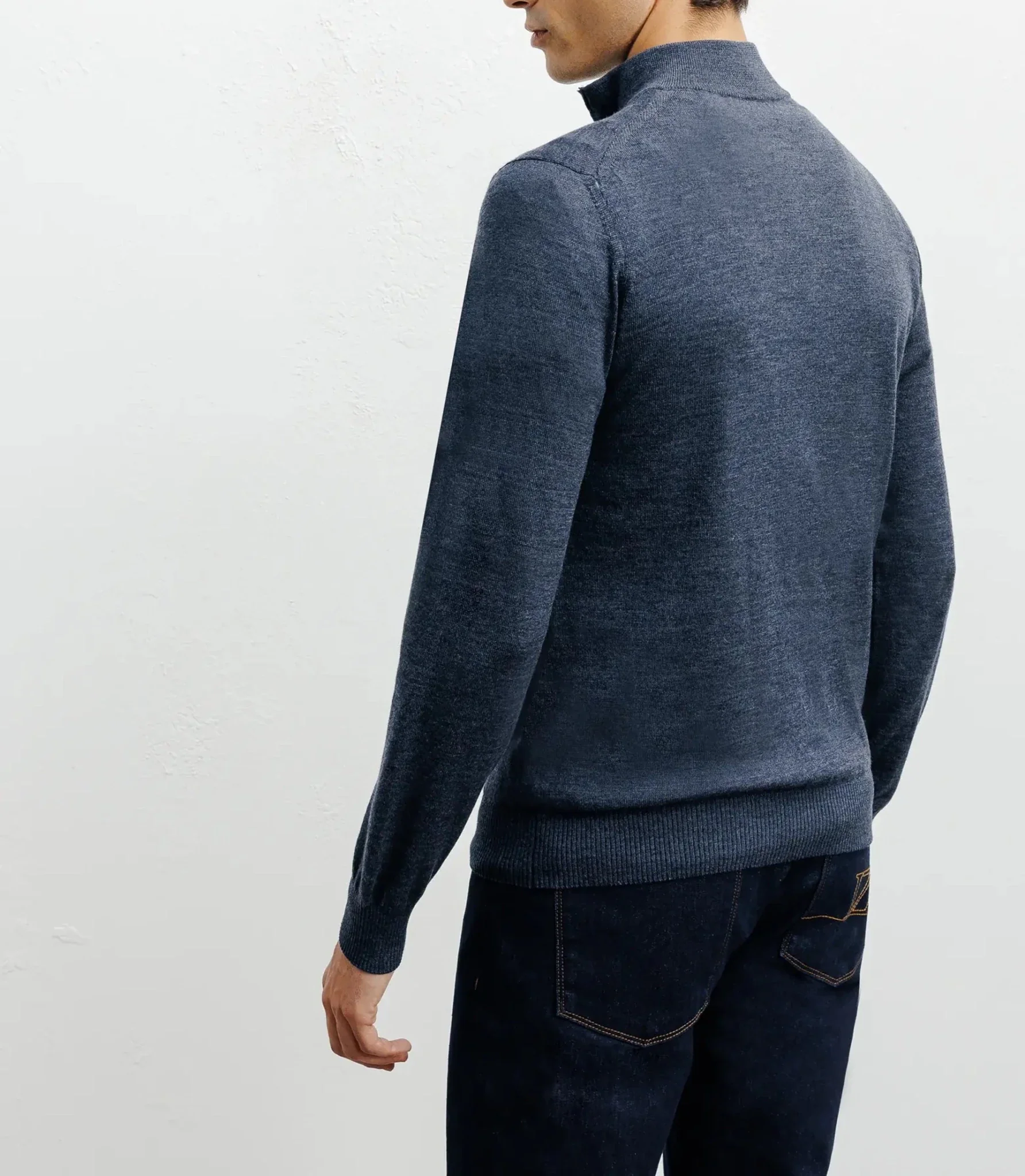Pull à col demi zippé mérinos indigo - Image 4