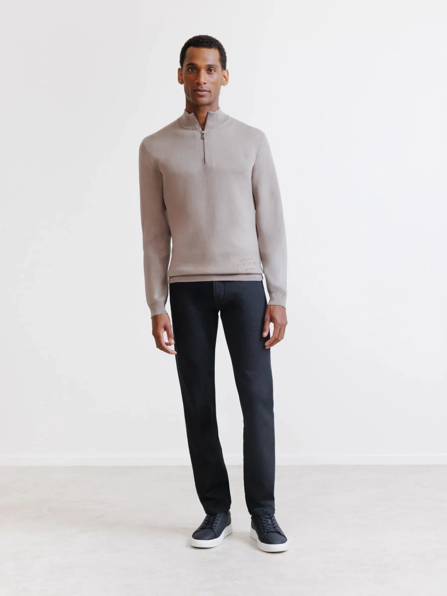 Pull à col demi-zippé taupe - Image 3