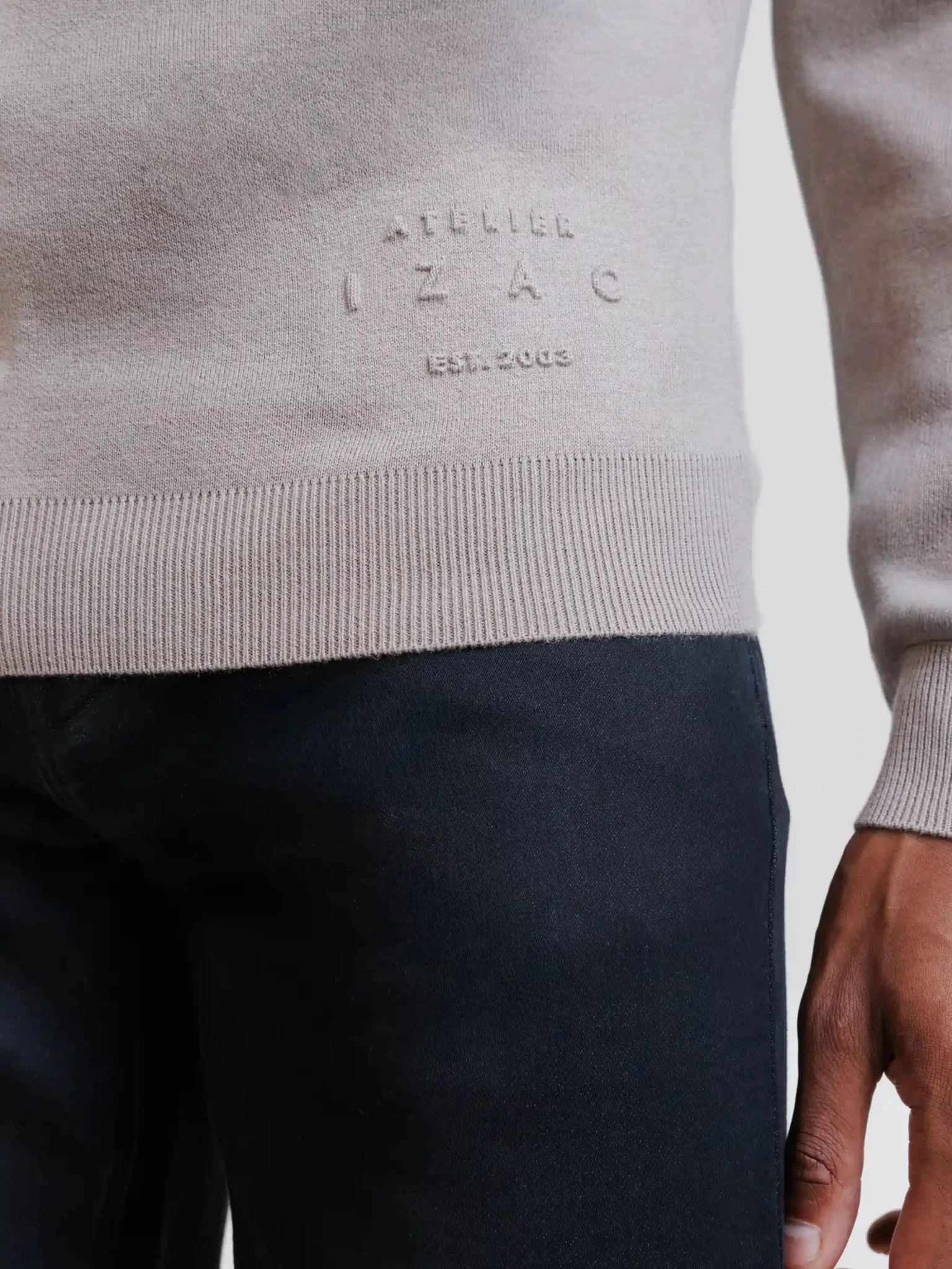 Pull à col demi-zippé taupe - Image 5