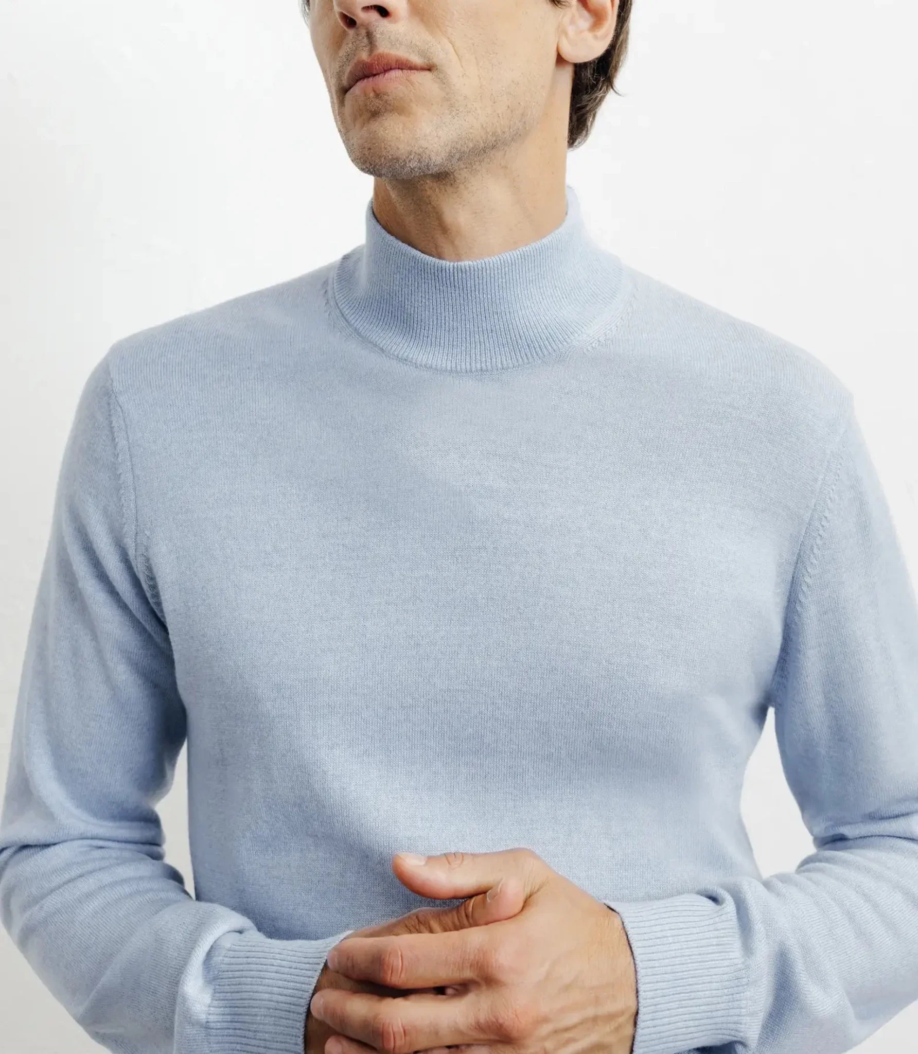Pull col cheminée mérinos bleu ciel - Image 3