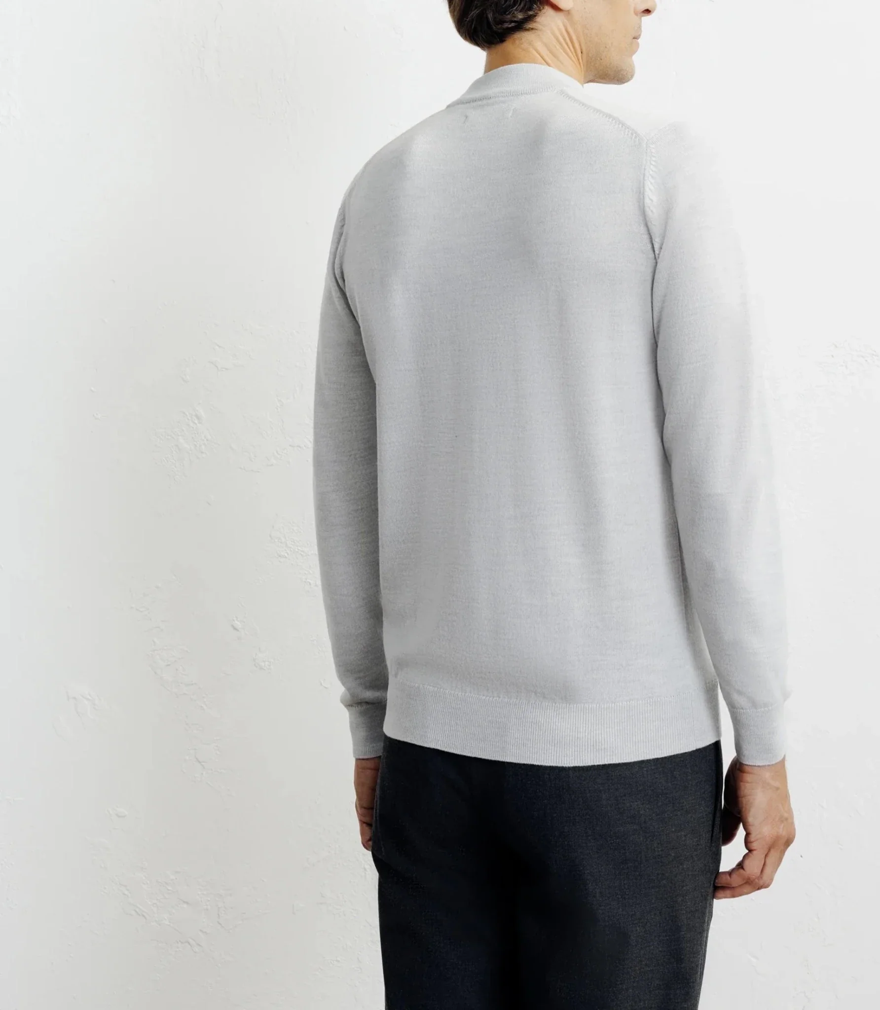 Pull col cheminée mérinos gris chiné - Image 4