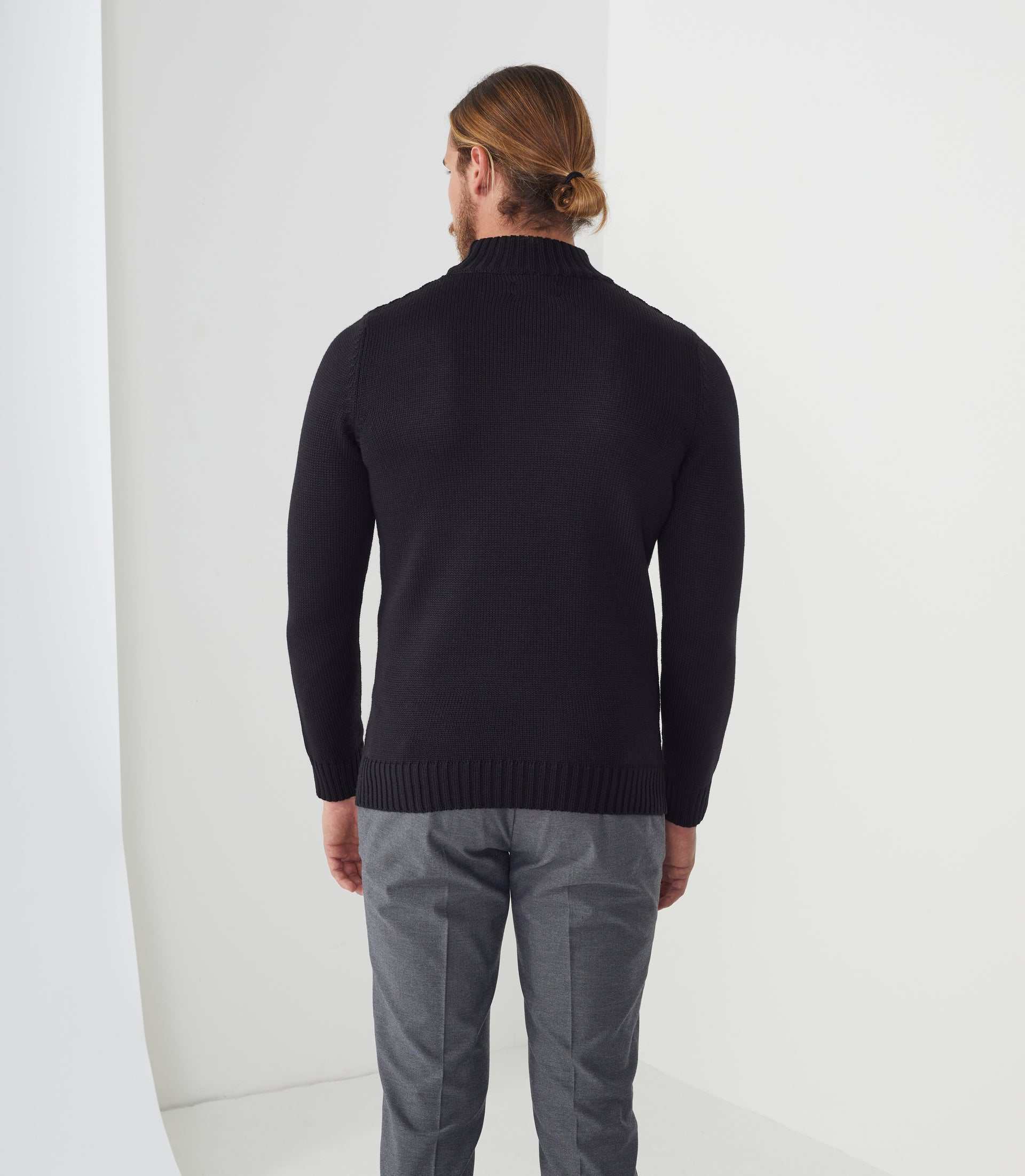 Pull col montant laine noir "Simeo" - Image 4