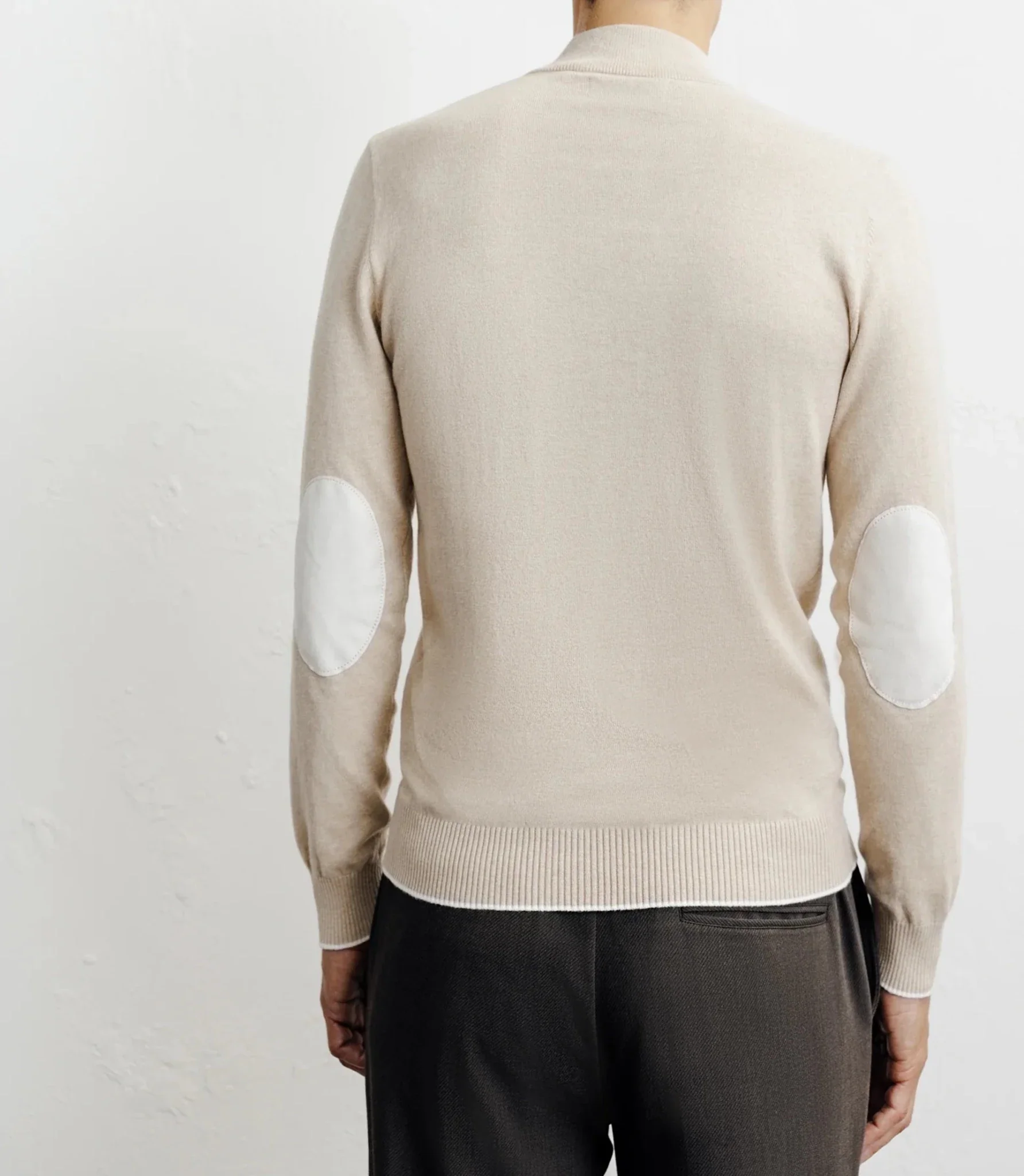 Pull col montant demi zippé beige - Image 4