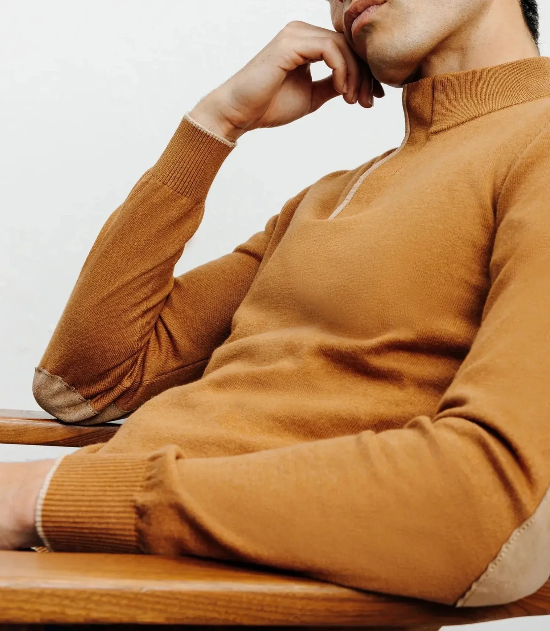 Pull col montant demi zippé camel foncé - Image 2