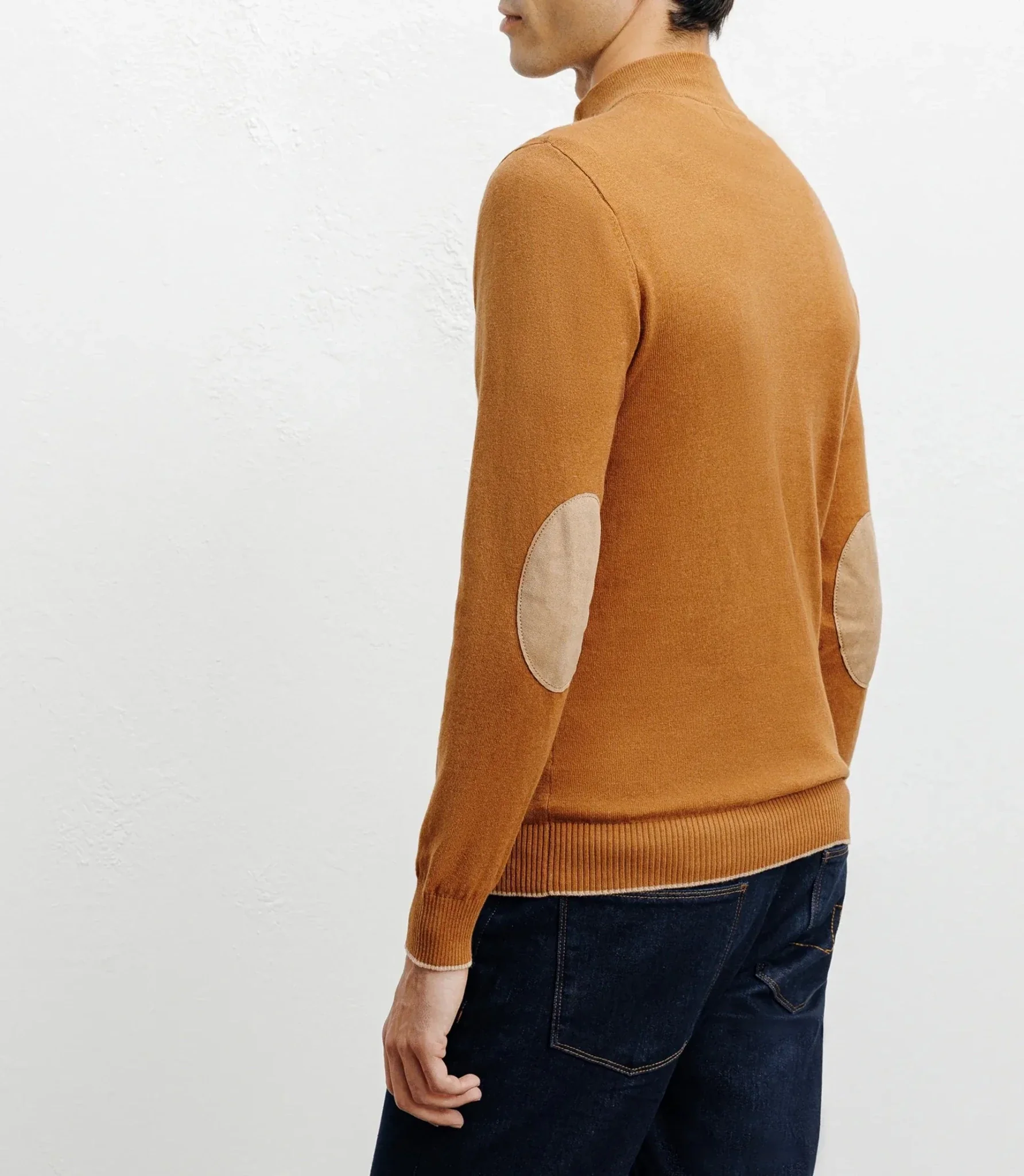 Pull col montant demi zippé camel foncé - Image 4