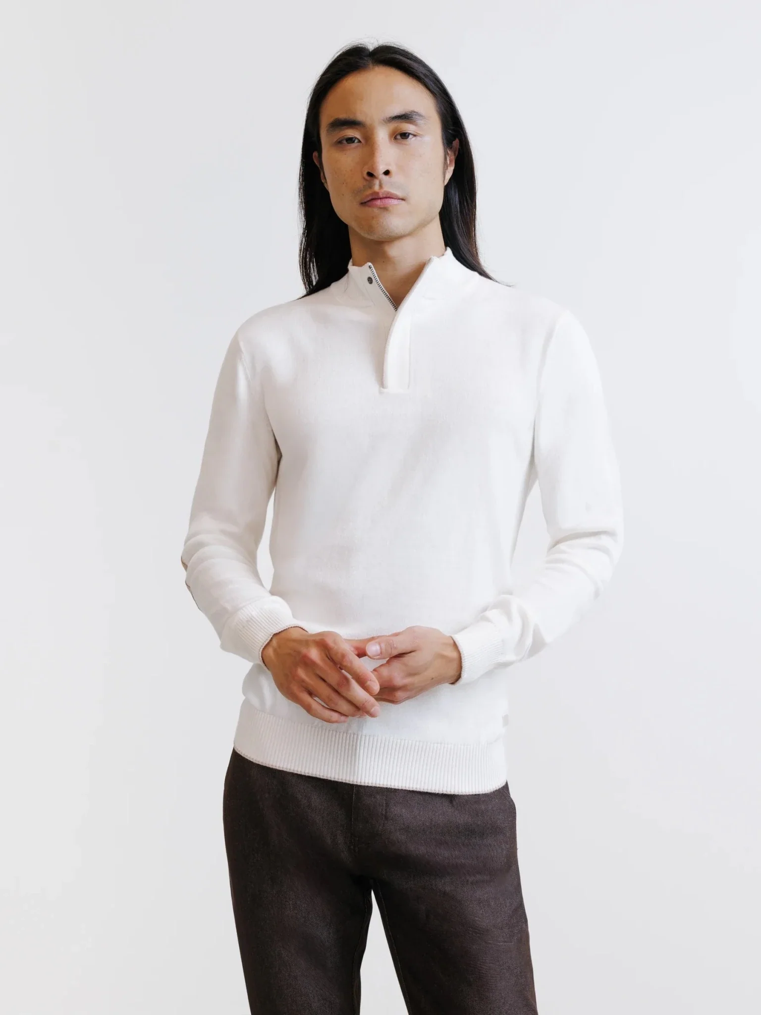 Pull col montant demi zippé écru - Image 2