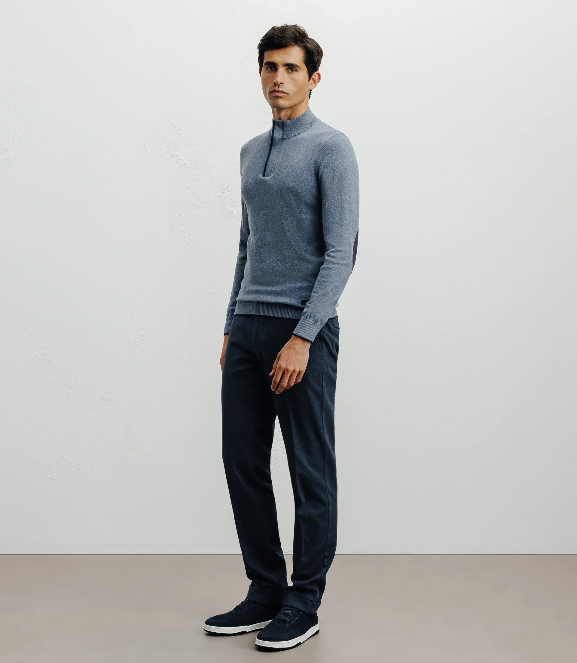 Pull col montant demi zippé indigo - Image 2