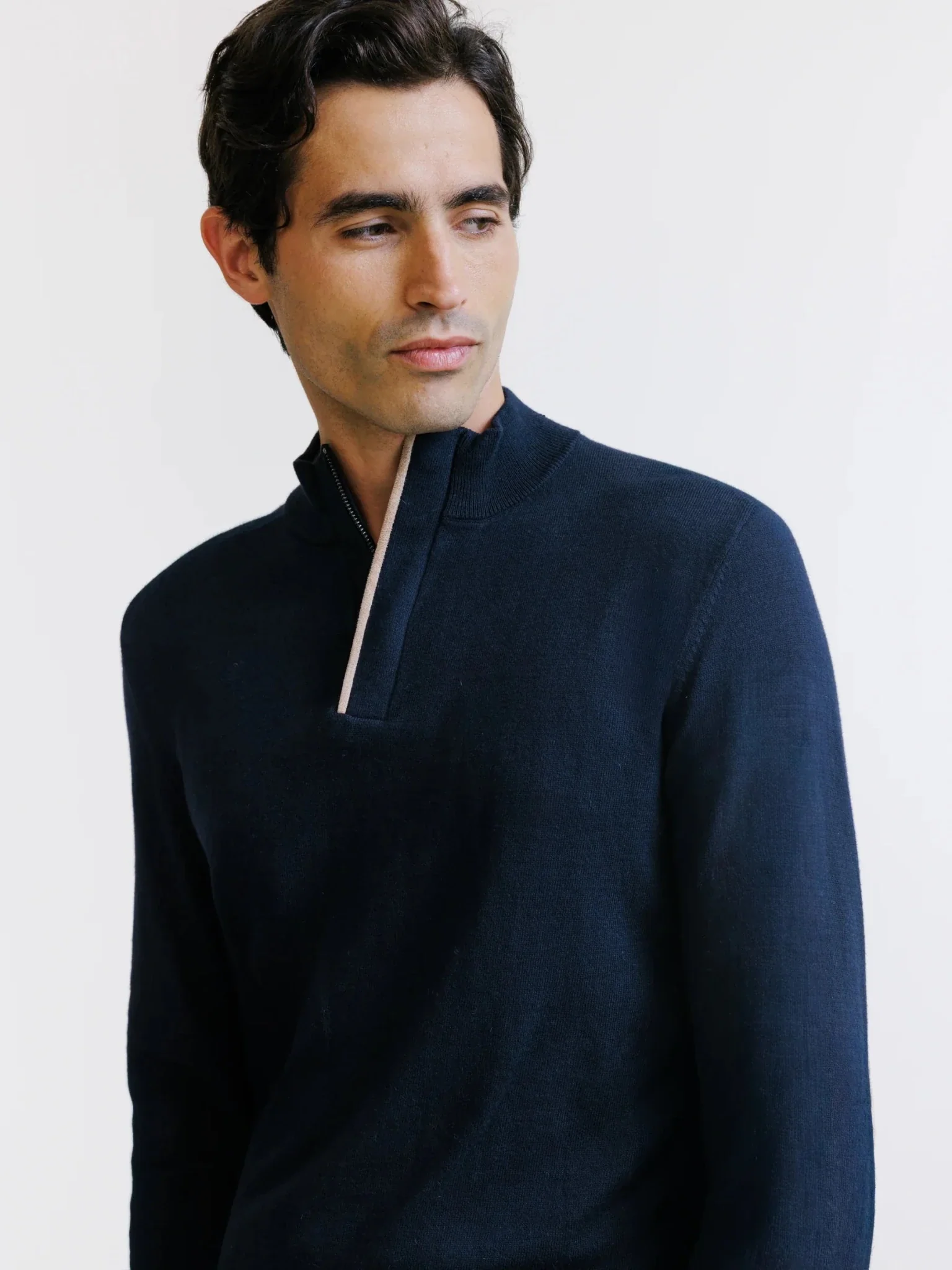 Pull col montant demi zippé marine - Image 2