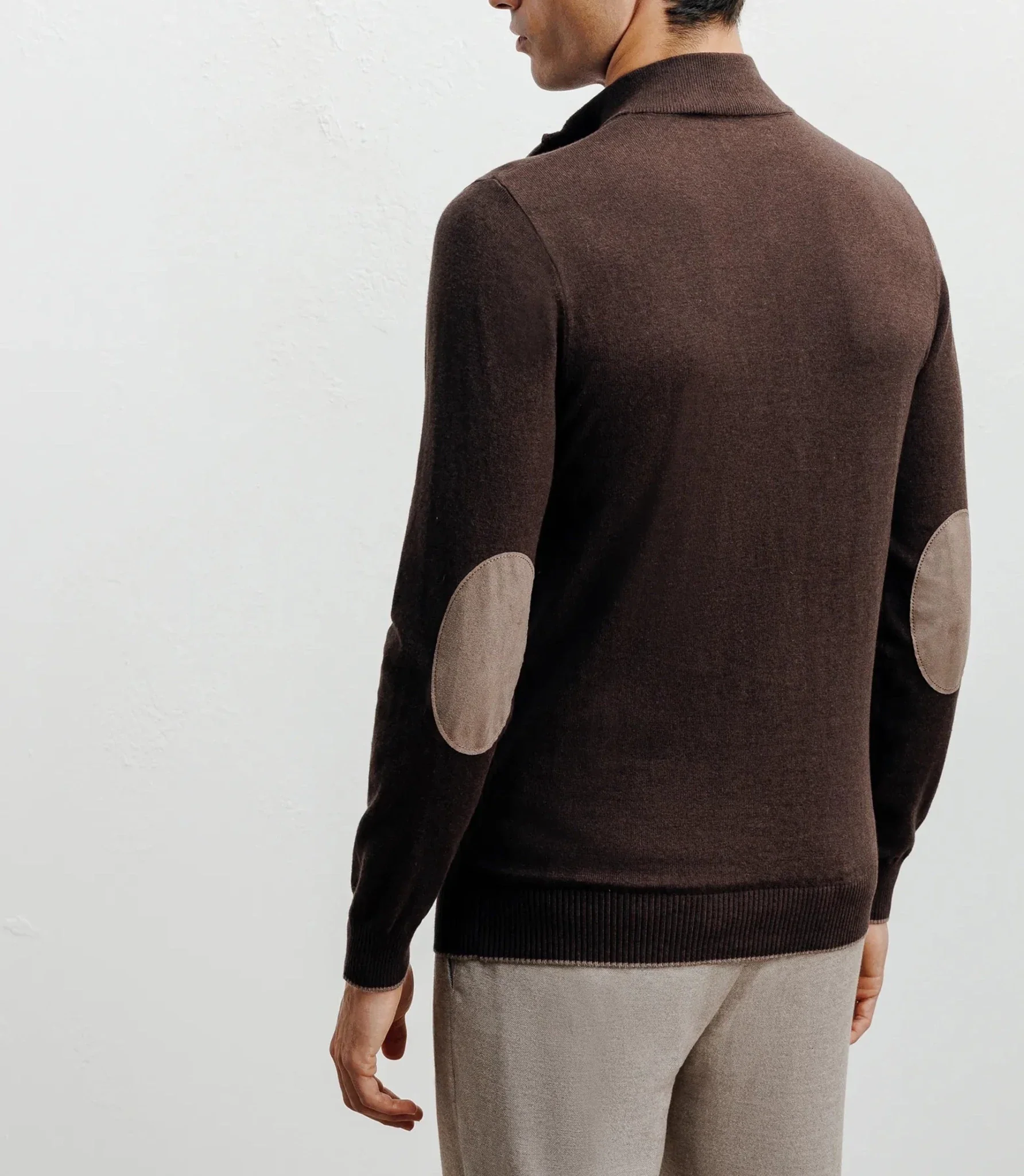 Pull col montant demi zippé marron - Image 3