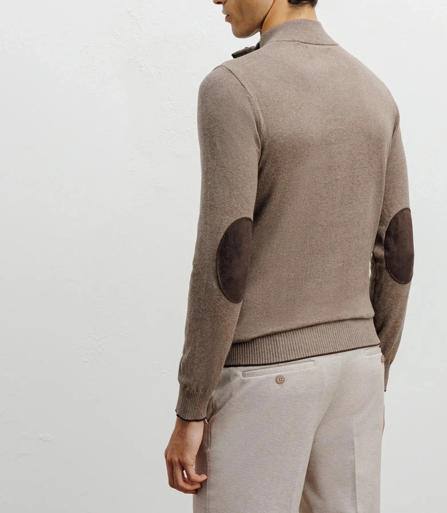 Pull col montant demi zippé taupe - Image 3