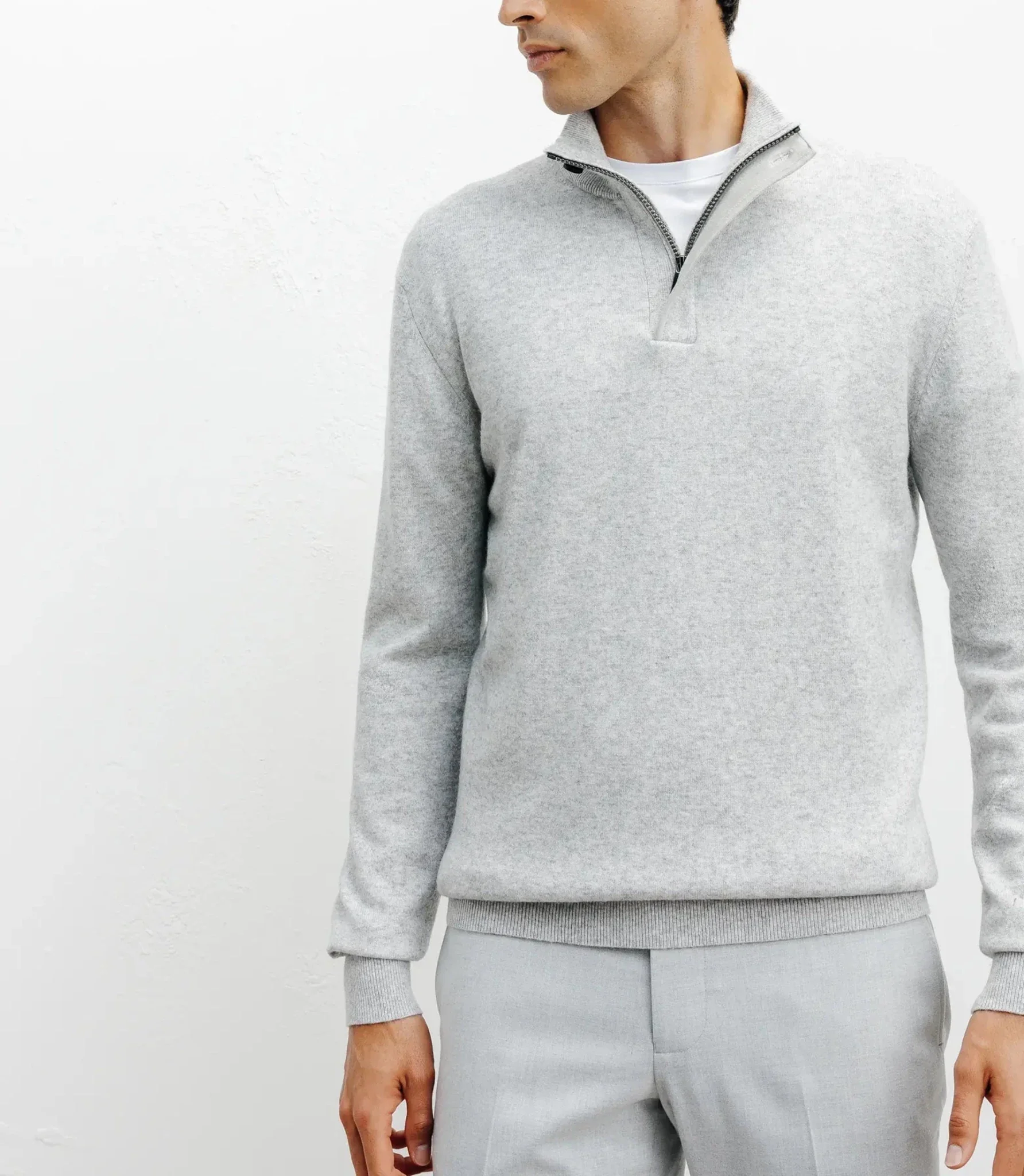Pull col montant gris chiné