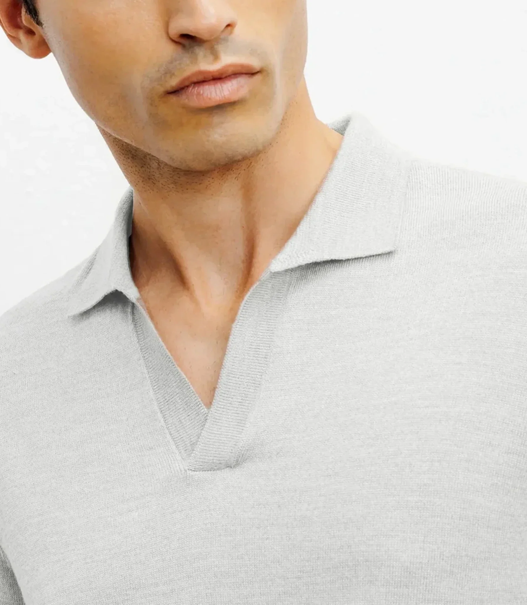 Pull col polo en laine mérinos gris - Image 2