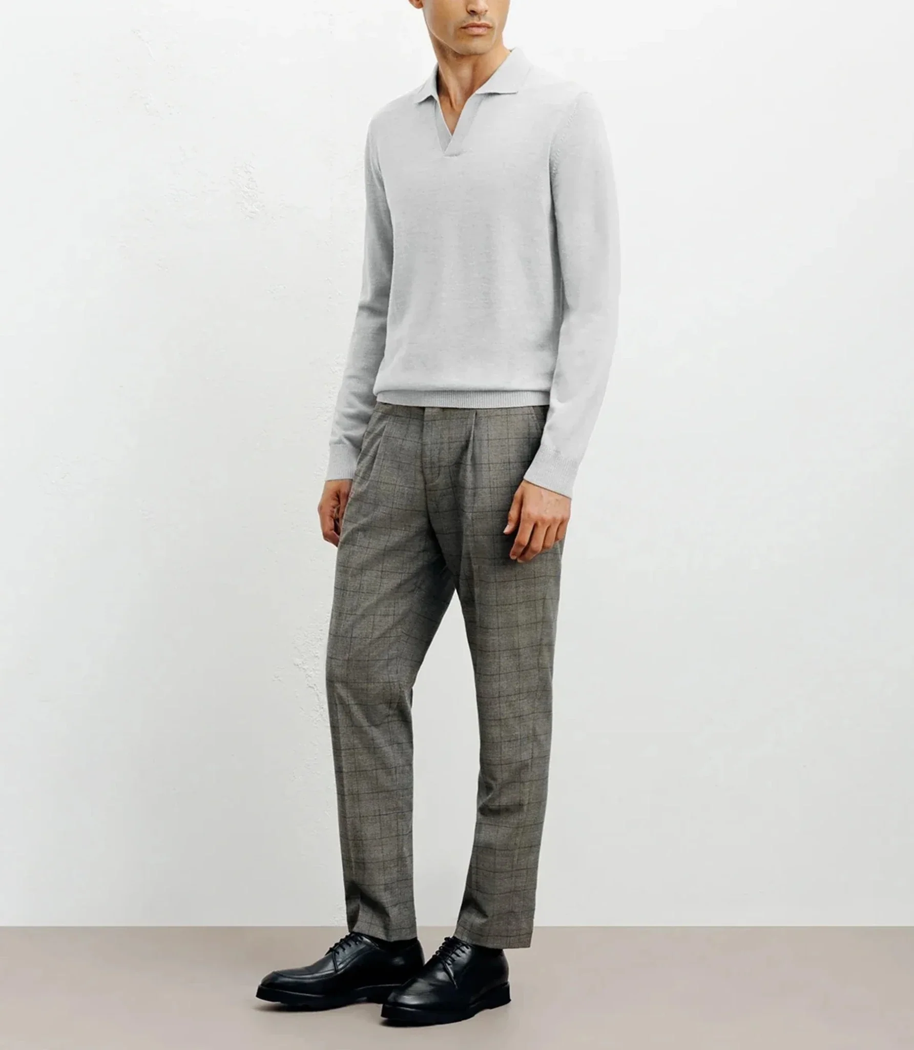 Pull col polo en laine mérinos gris - Image 3