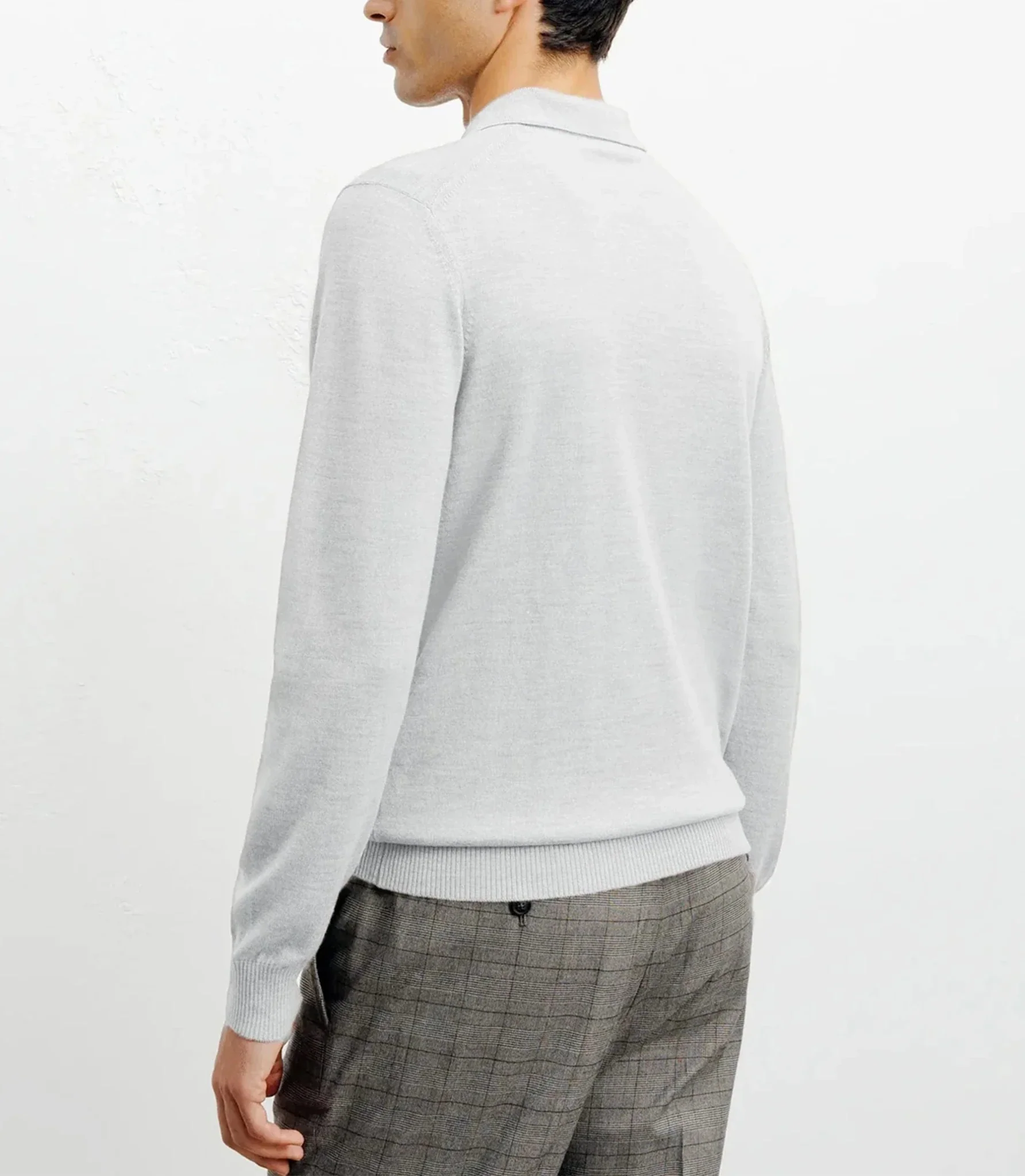 Pull col polo en laine mérinos gris - Image 4