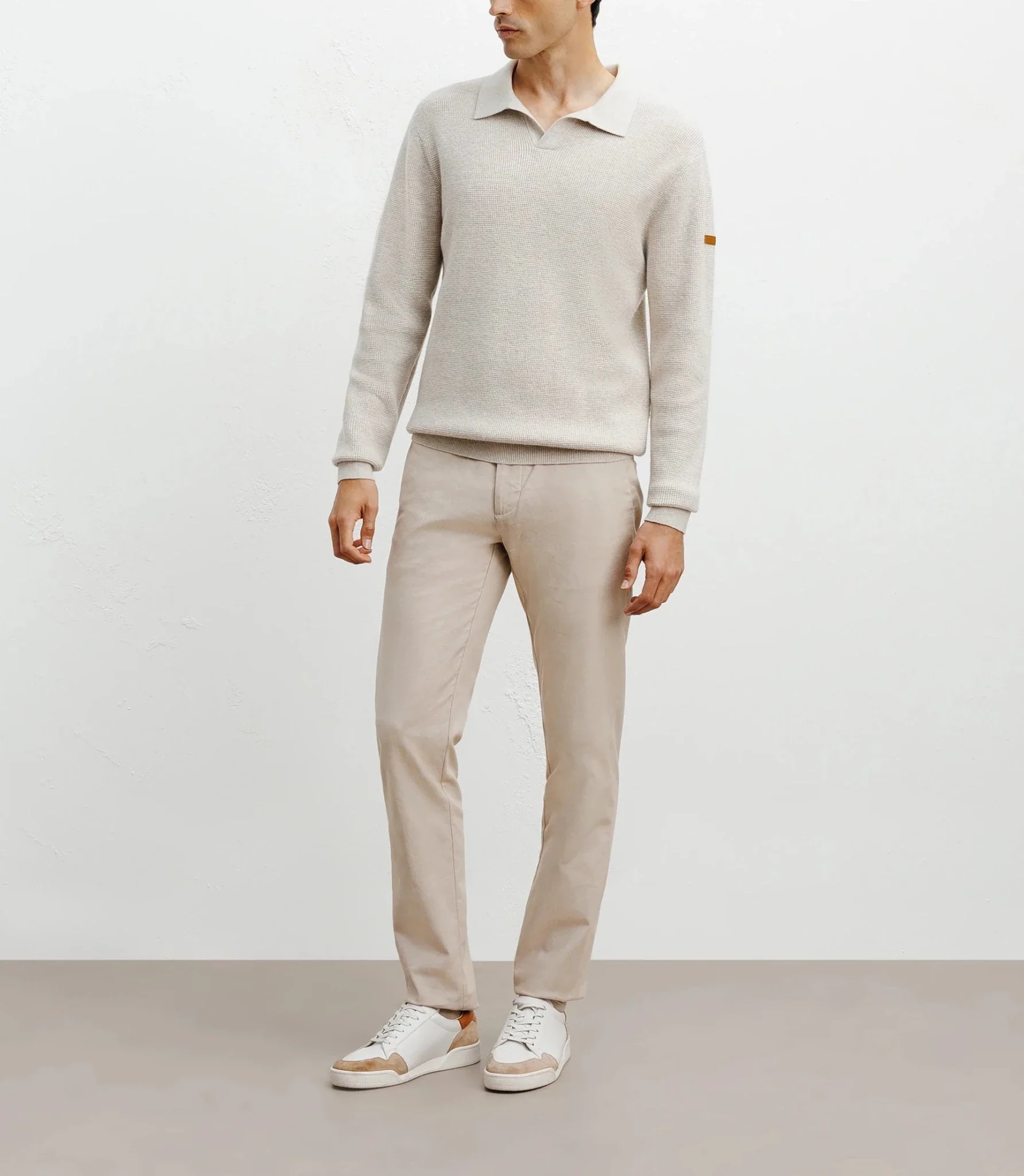 Pull col polo ouvert beige - Image 3