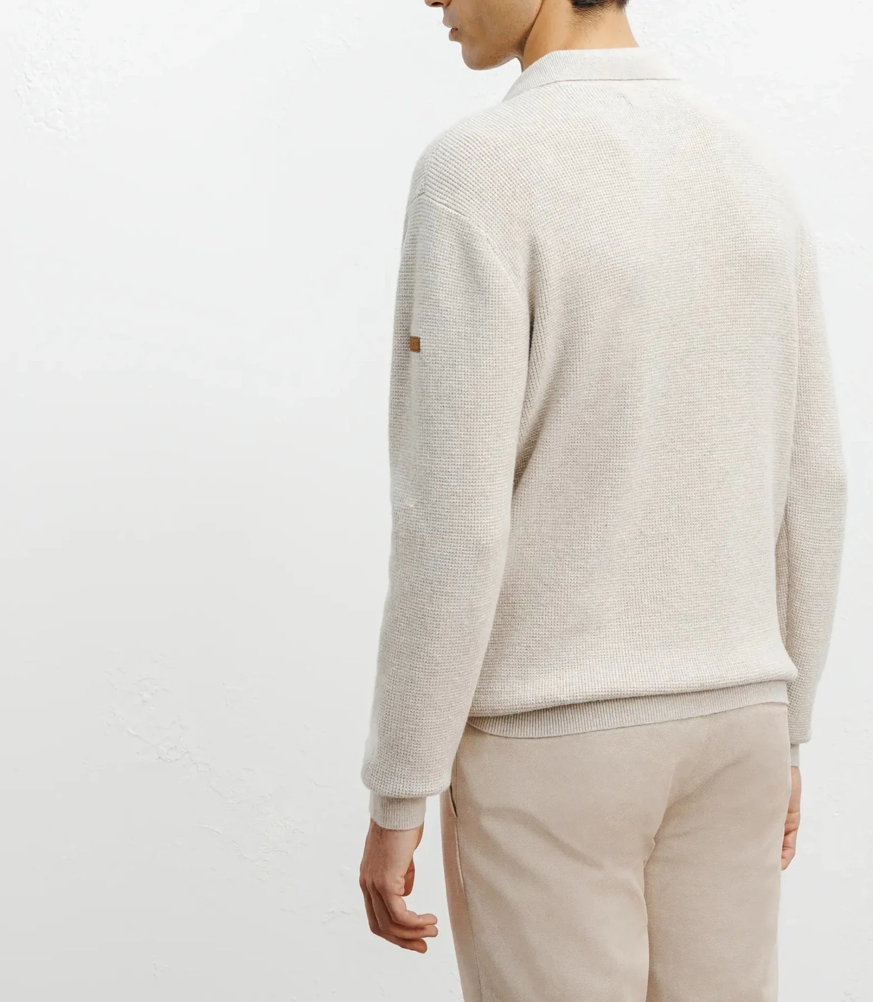 Pull col polo ouvert beige - Image 4