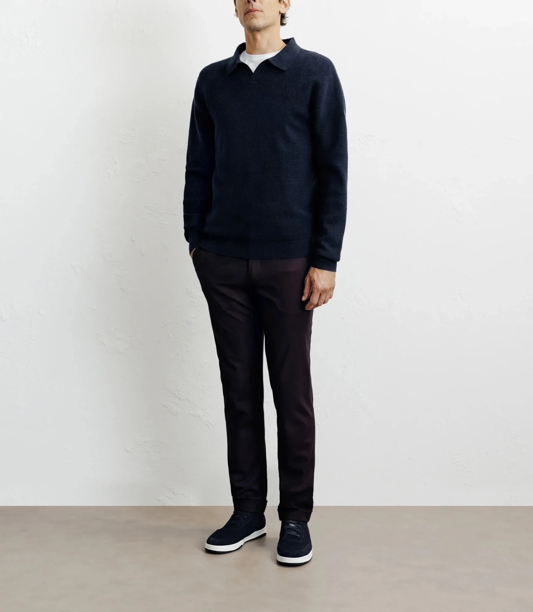 Pull col polo ouvert marine - Image 3