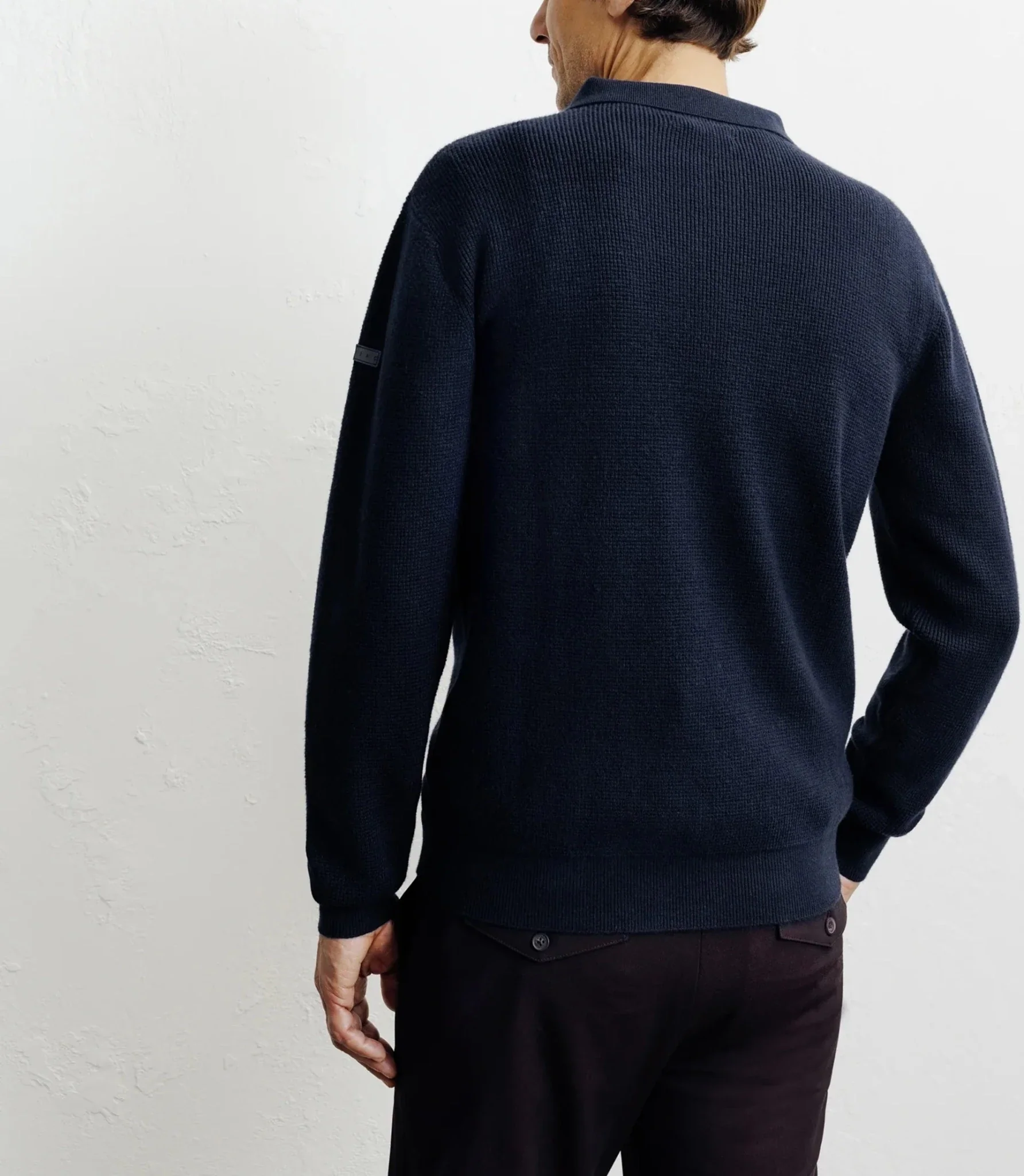 Pull col polo ouvert marine - Image 4