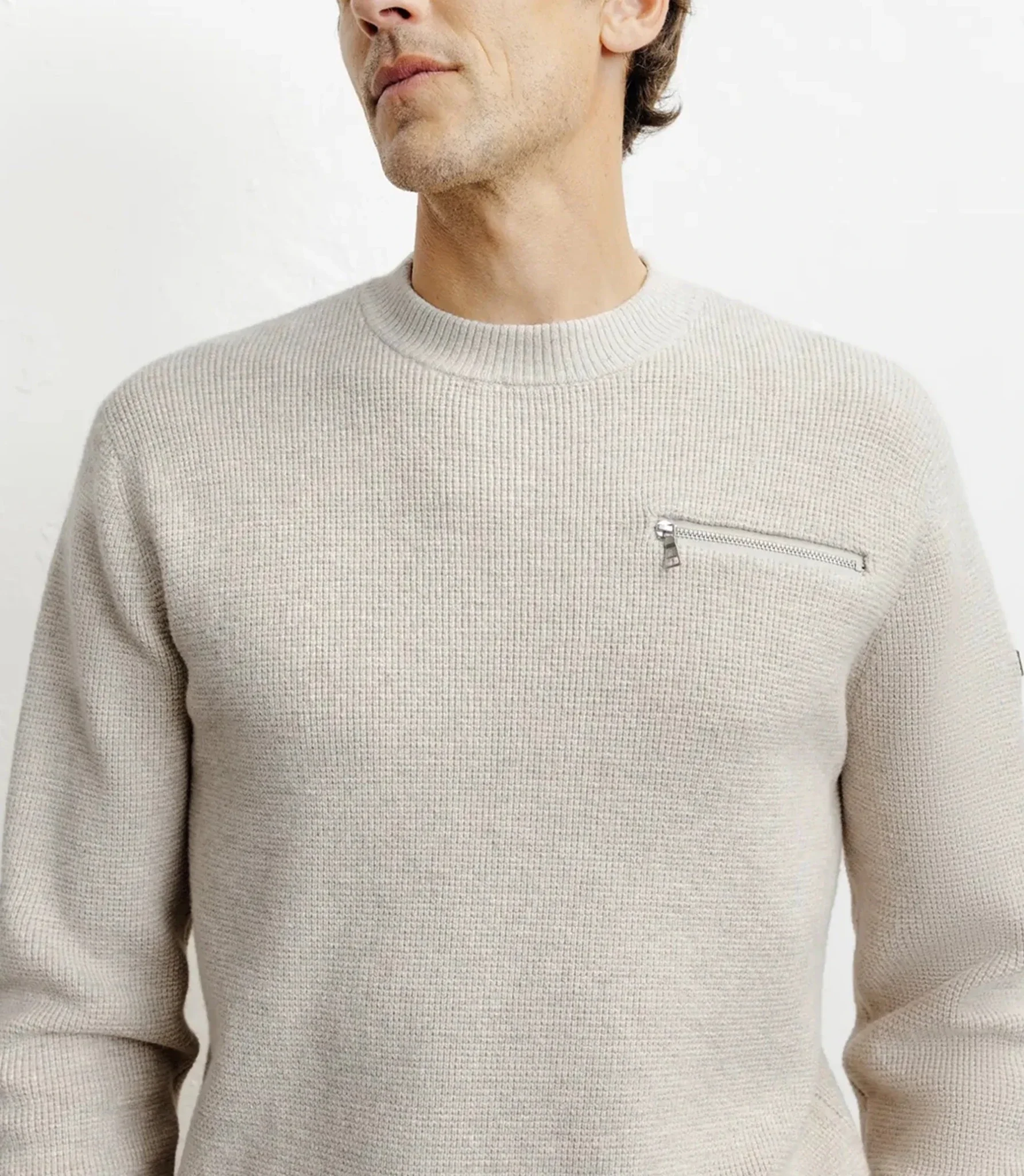 Pull col rond beige - Image 2