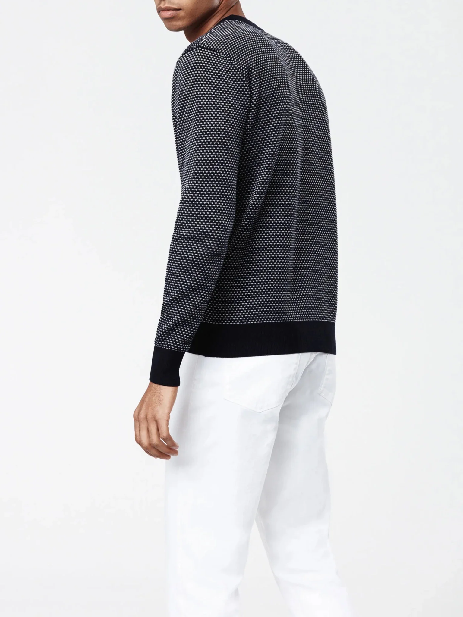 Pull col rond blanc/marine "Napoleon" - Image 4