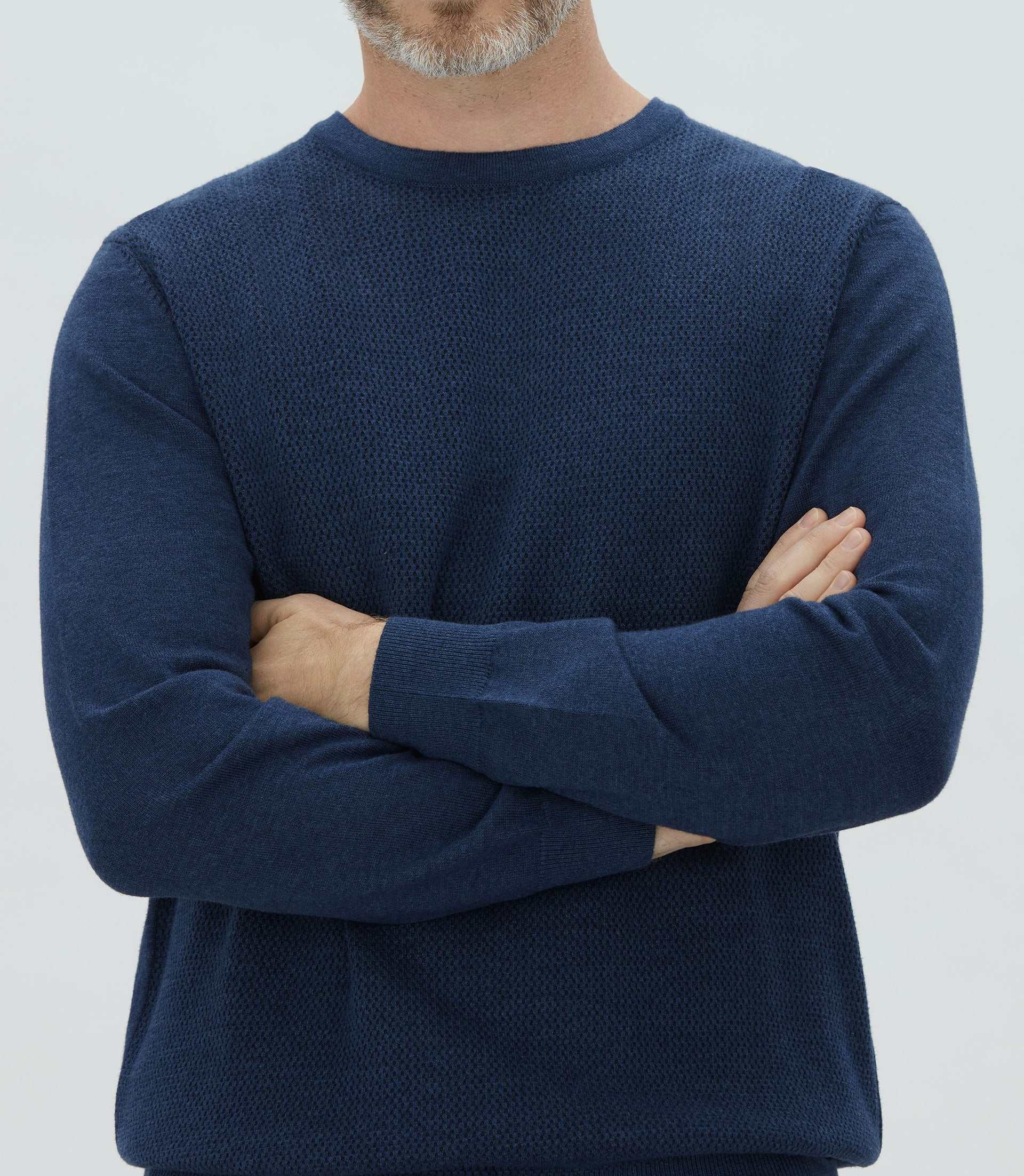 Pull col rond fantaisie bleu "Leandre" - Image 3