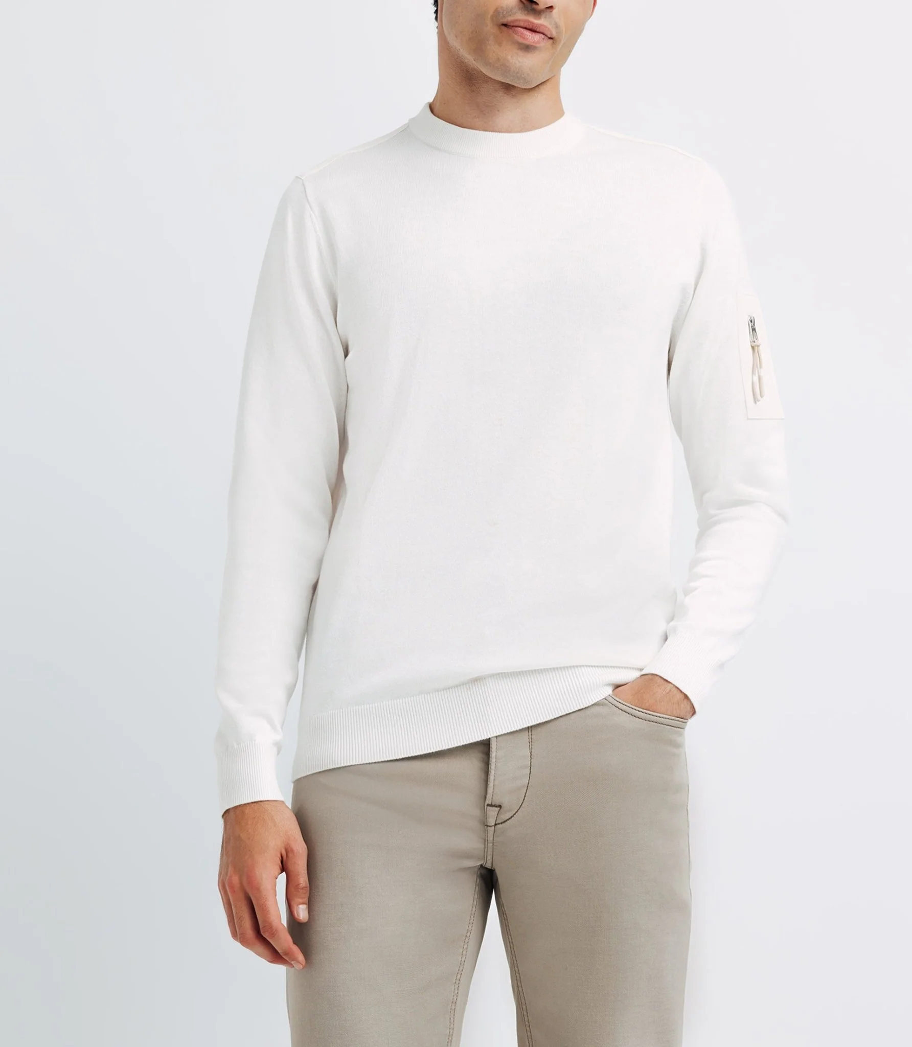 Pull col rond avec poche écru - Image 2