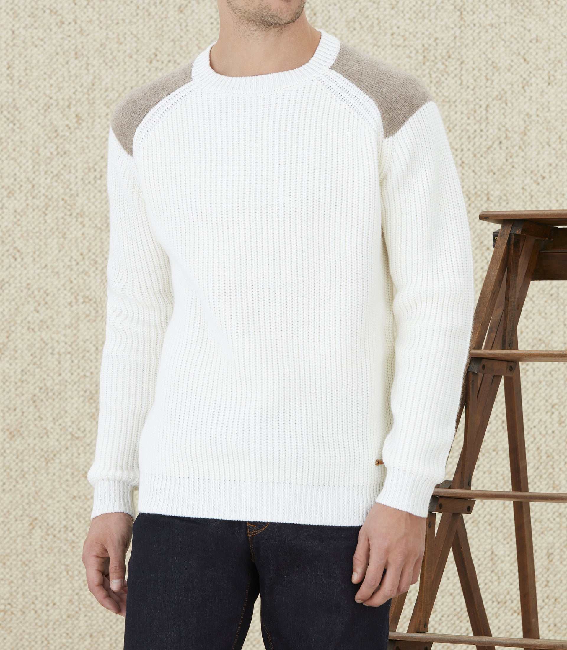 Pull à empiècements écru "Lucas" - Image 2