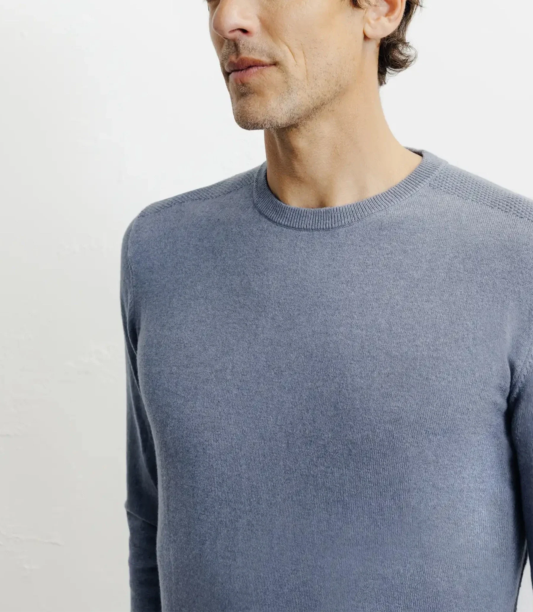 Pull col rond en coton indigo - Image 2
