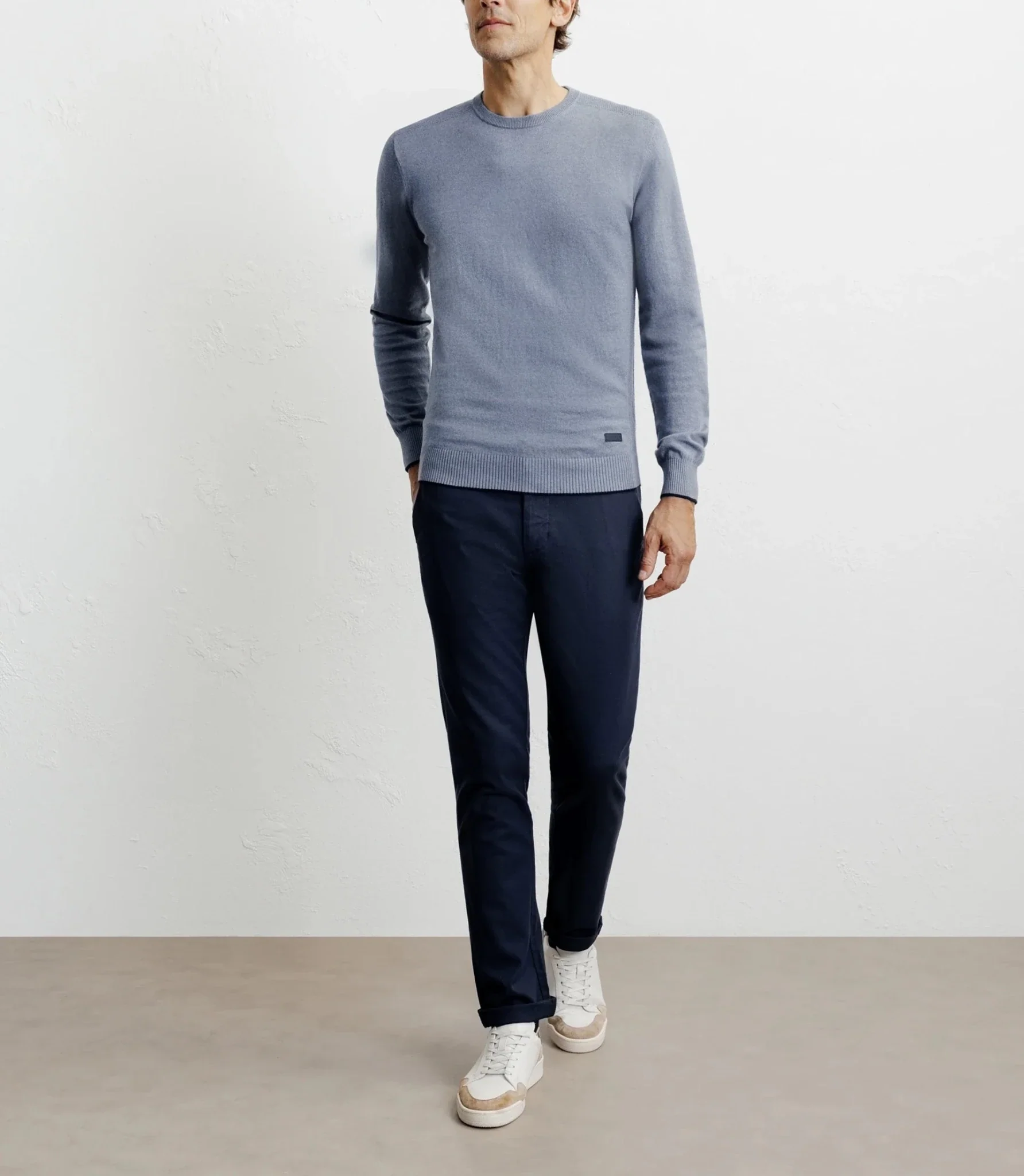 Pull col rond en coton indigo - Image 3