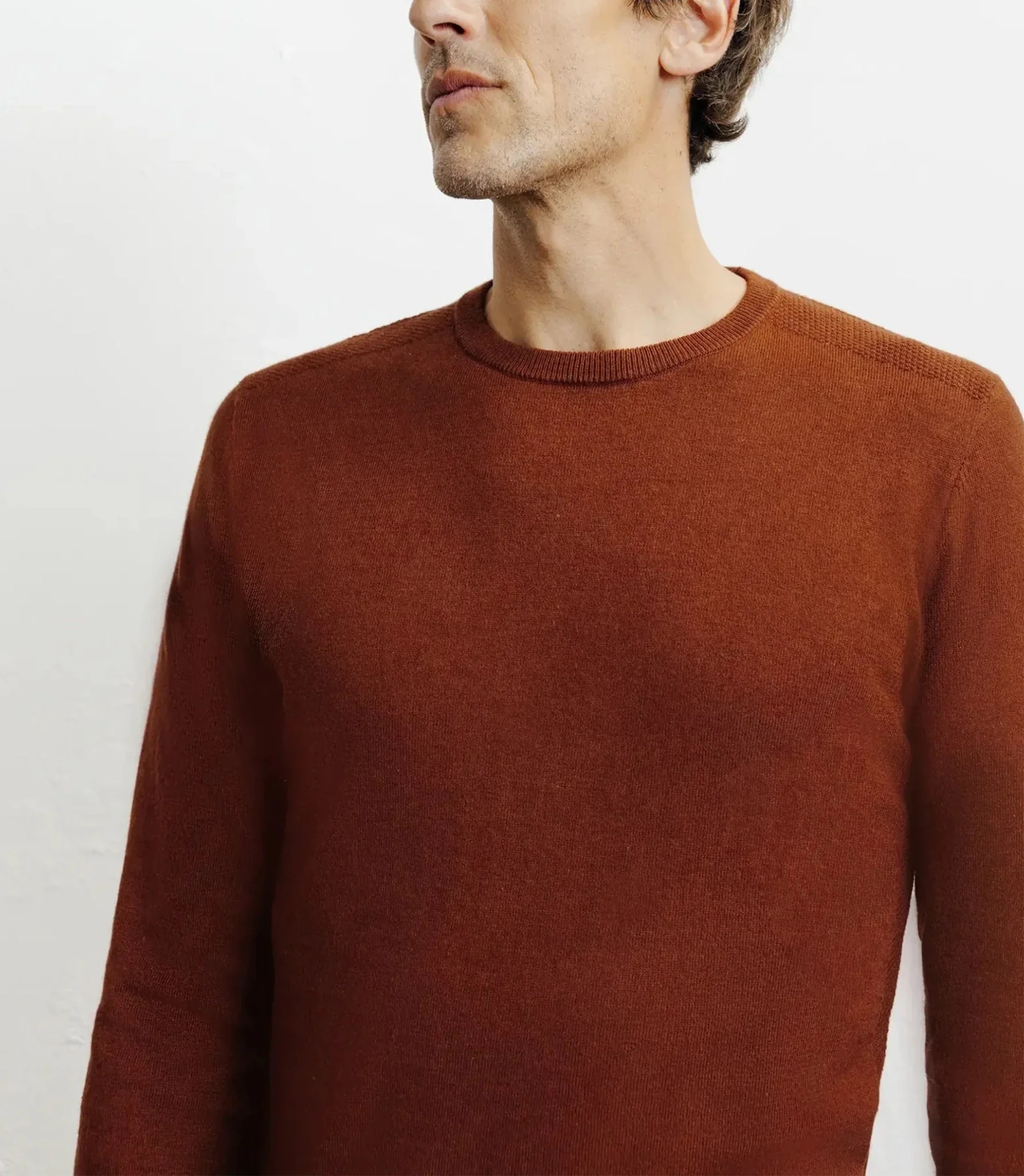 Pull col rond en coton rouille - Image 2