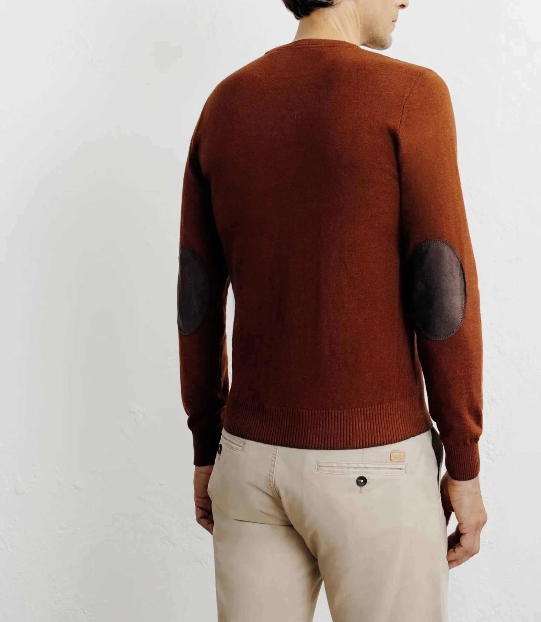 Pull col rond en coton rouille - Image 4