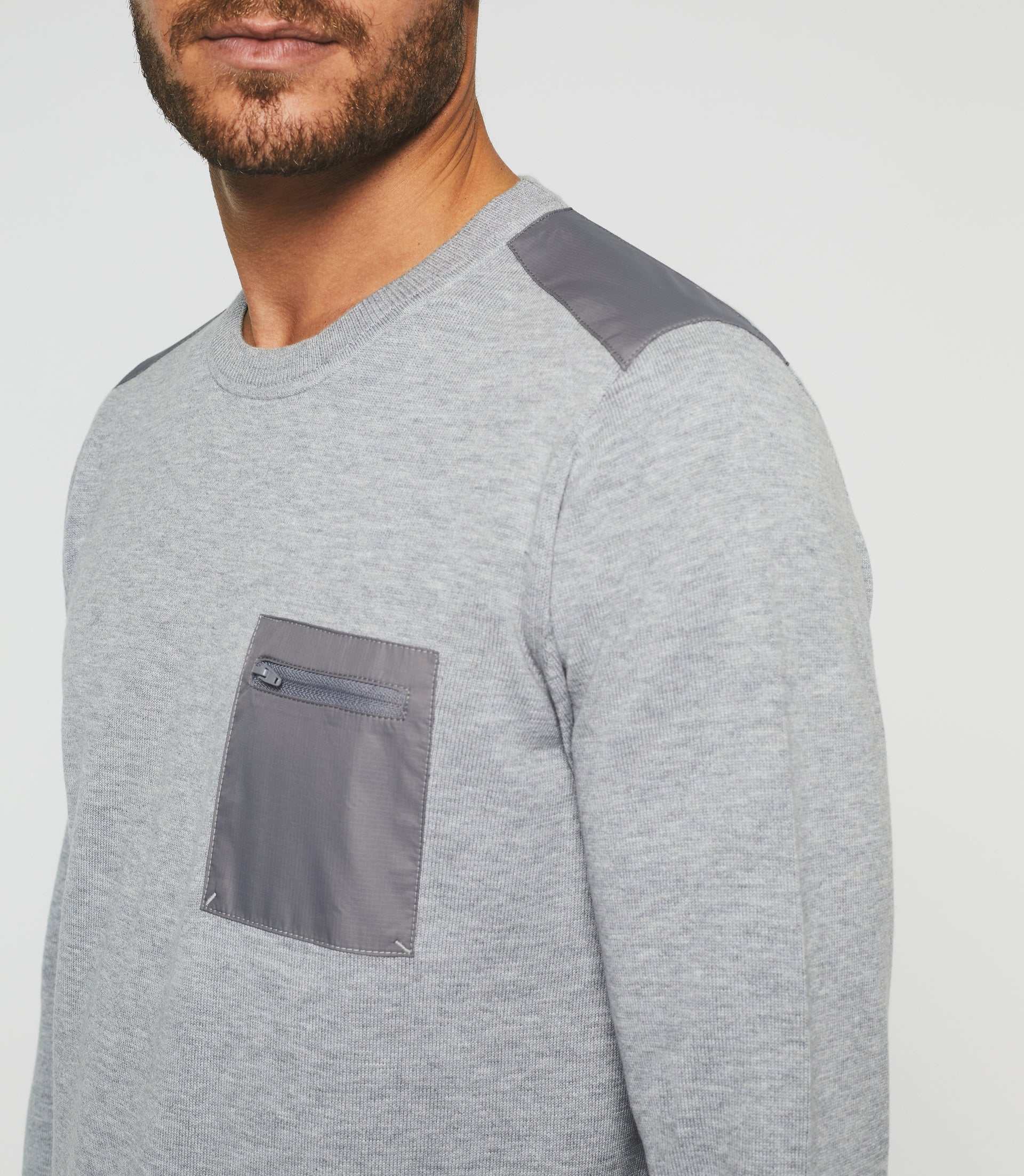 Pull col rond gris chiné "Darius"
