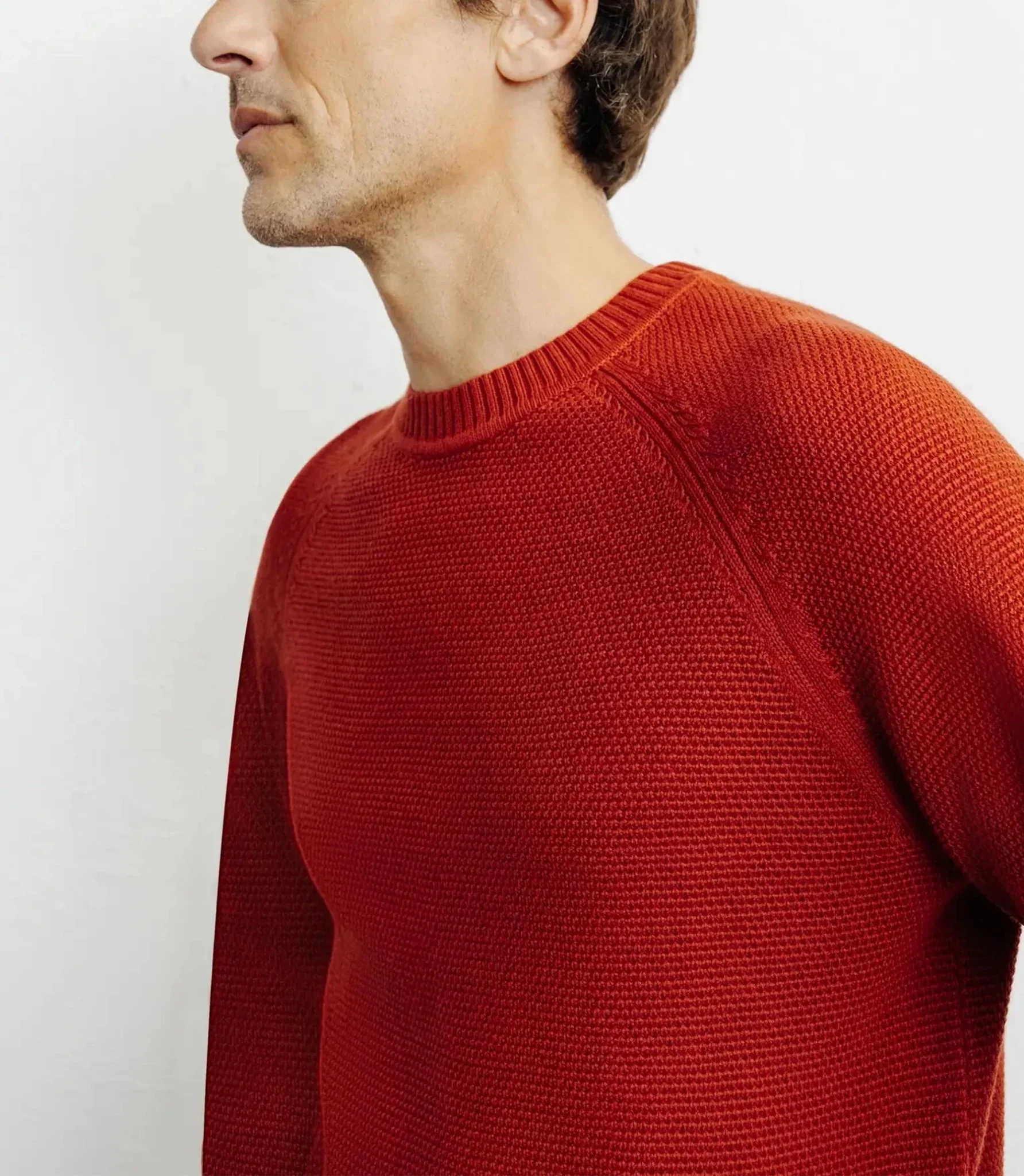 Pull col rond jeux de points rouge clair - Image 2
