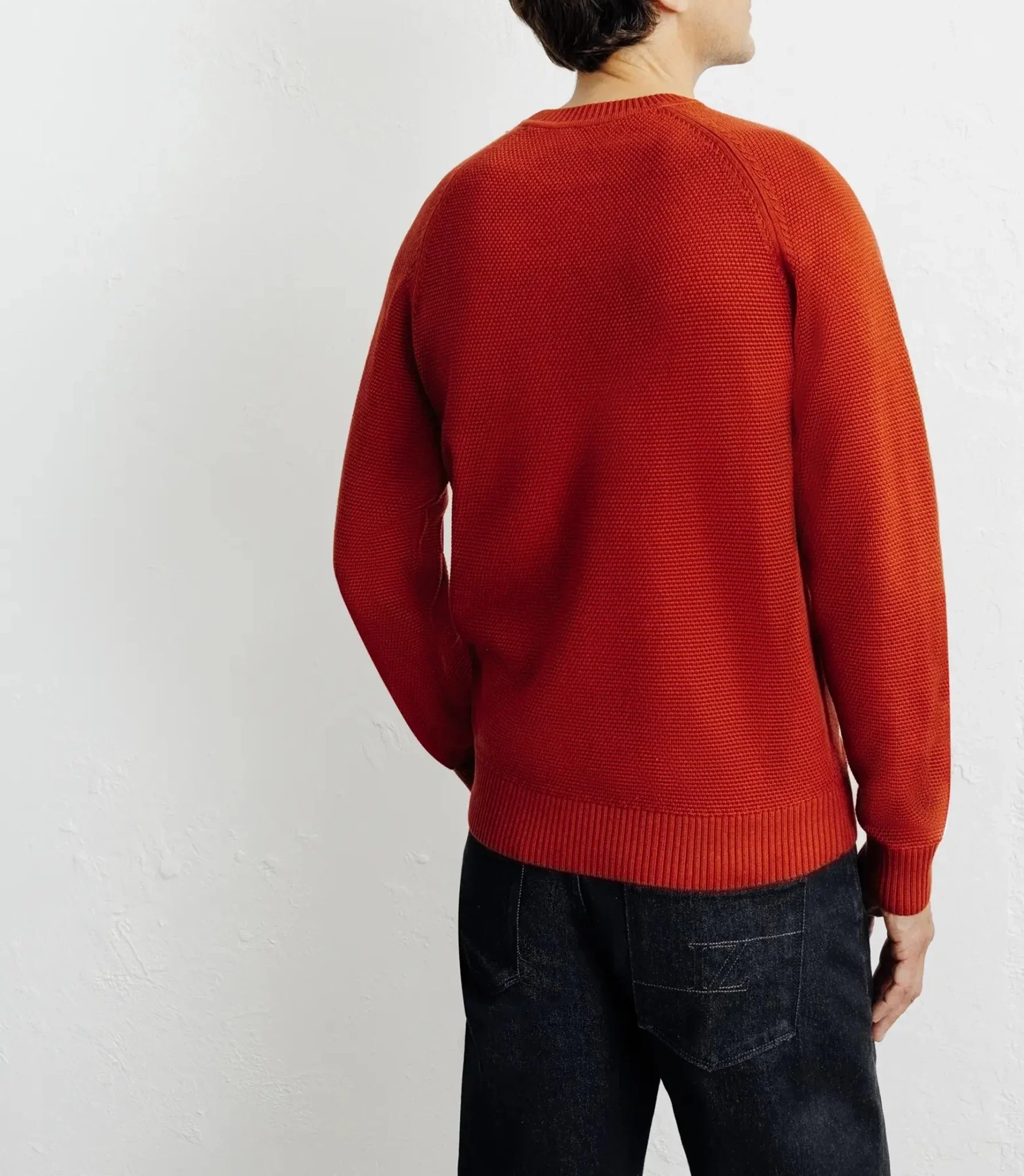 Pull col rond jeux de points rouge clair - Image 4