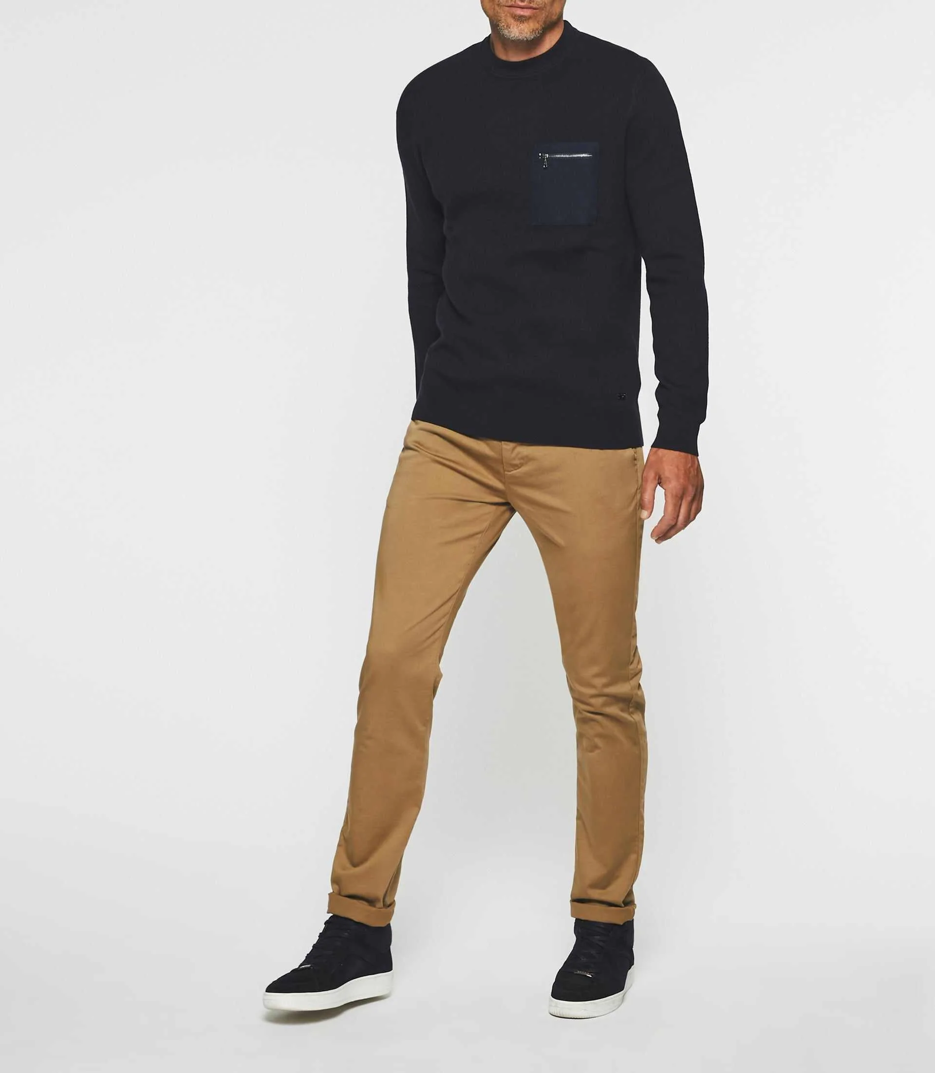 Pull col rond marine BRAD