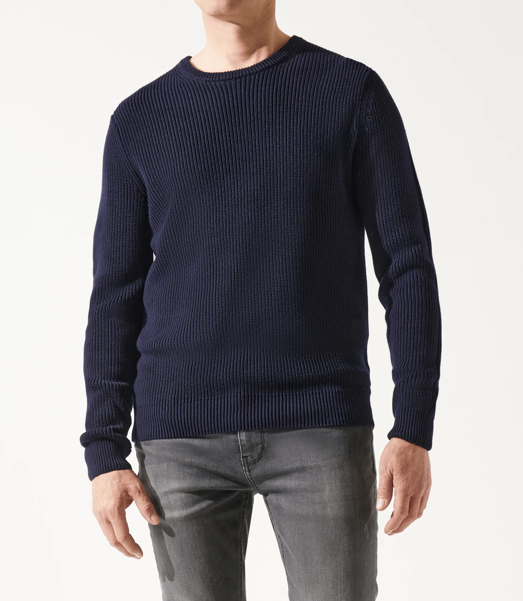 Pull col rond marine